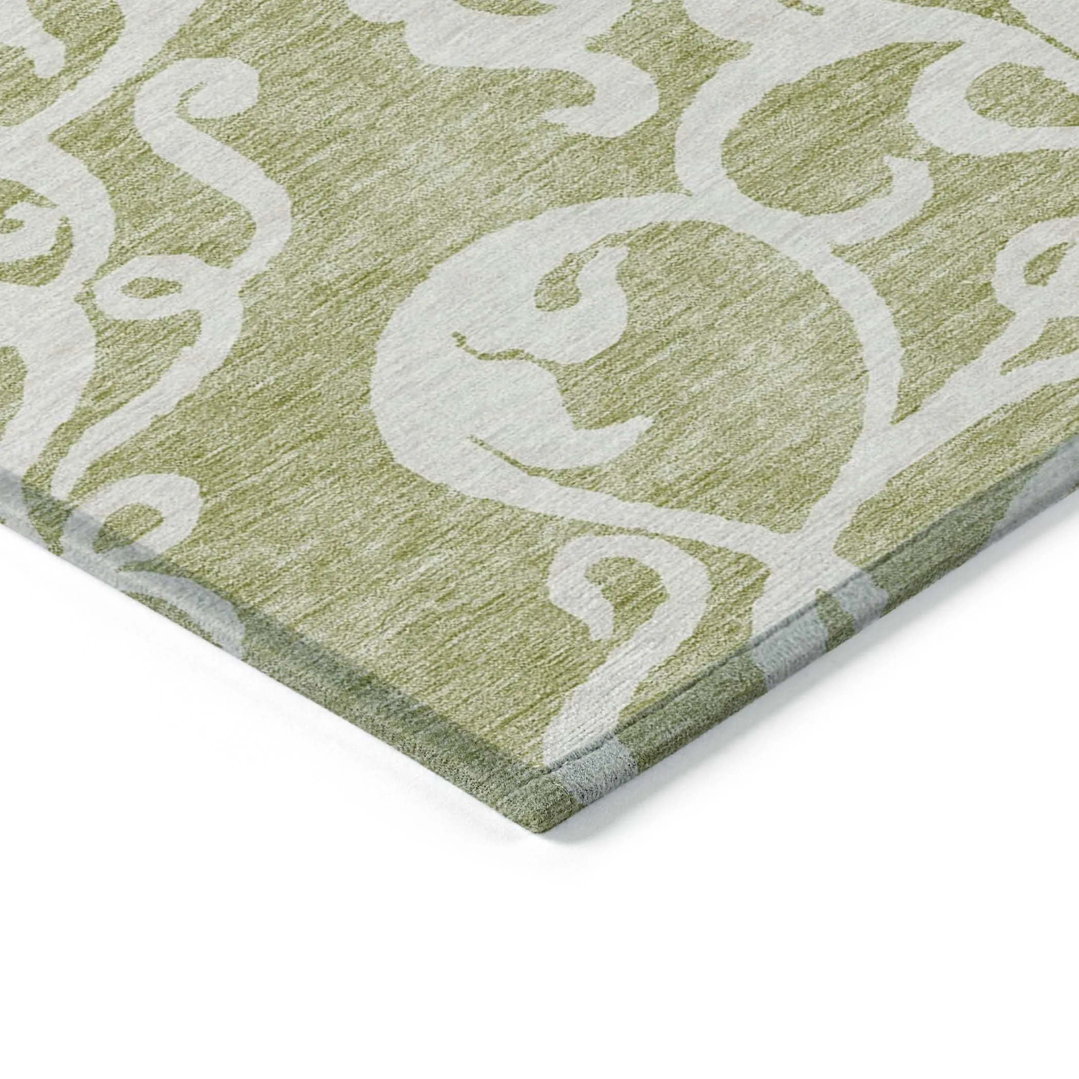 Machine Washable Indoor/ Outdoor Damask Glam Chantille Rug