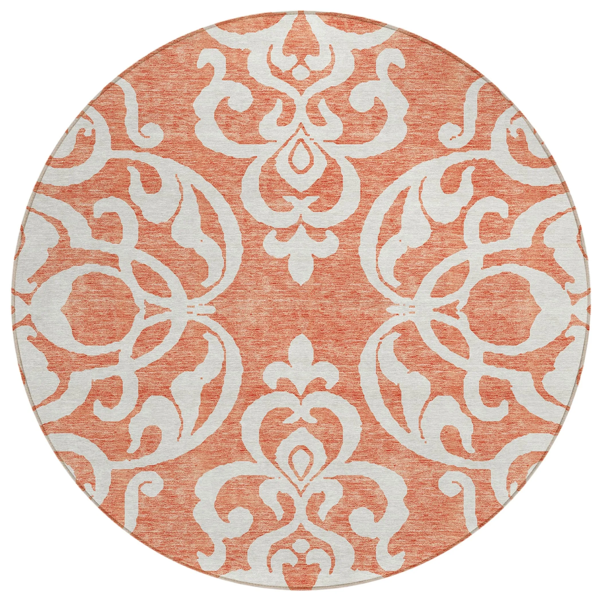 Machine Washable Indoor/ Outdoor Damask Glam Chantille Rug