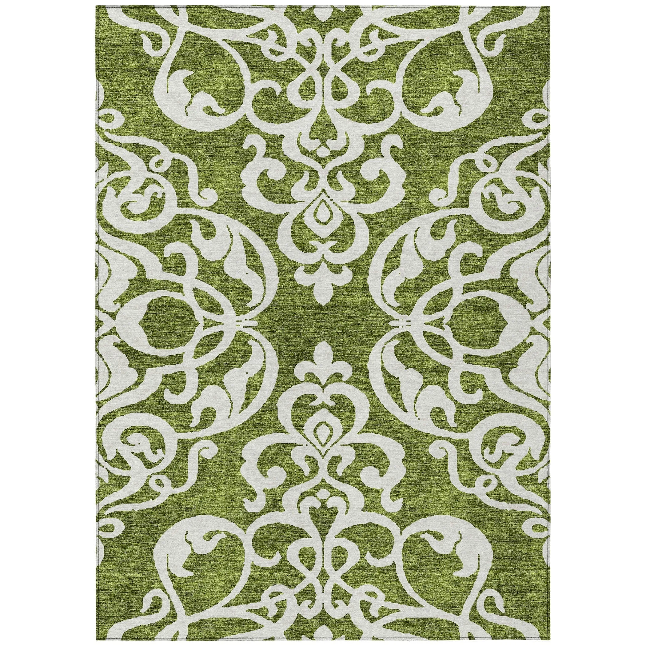 Machine Washable Indoor/ Outdoor Damask Glam Chantille Rug