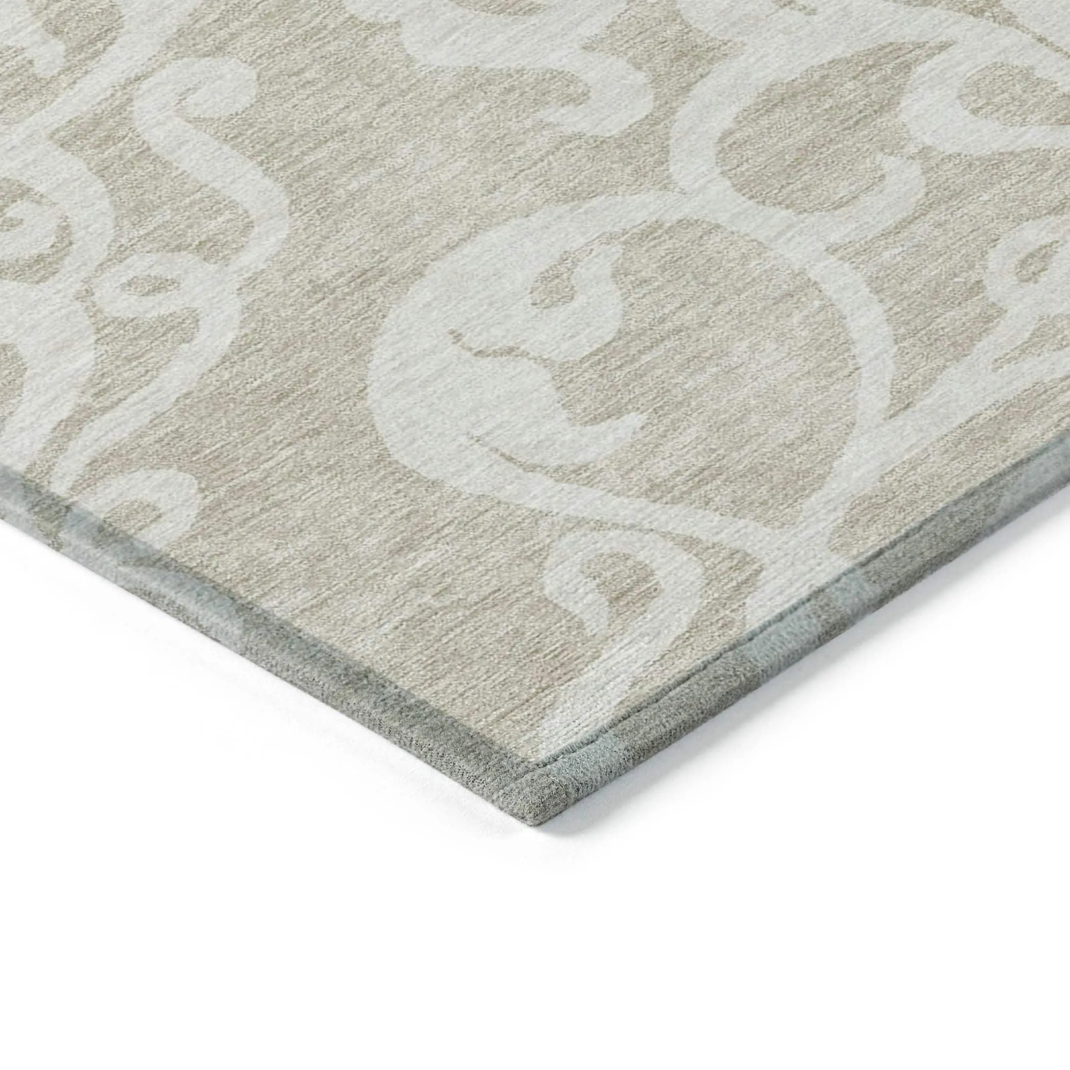 Machine Washable Indoor/ Outdoor Damask Glam Chantille Rug