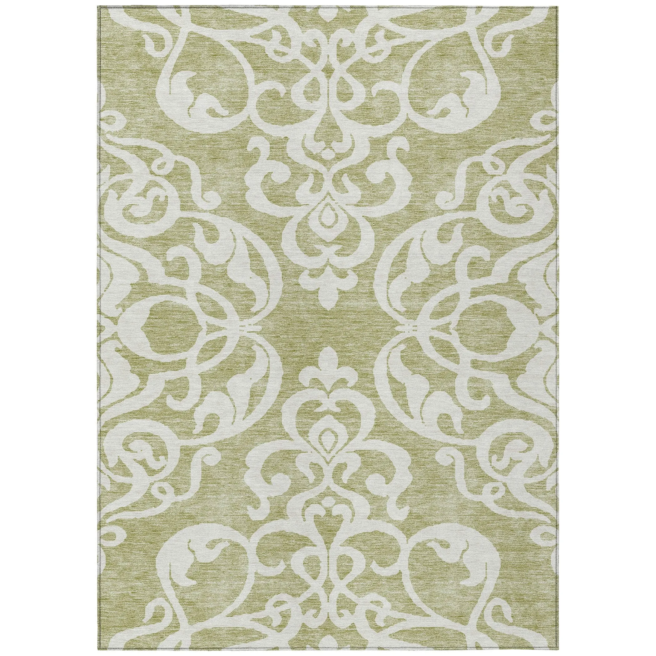 Machine Washable Indoor/ Outdoor Damask Glam Chantille Rug