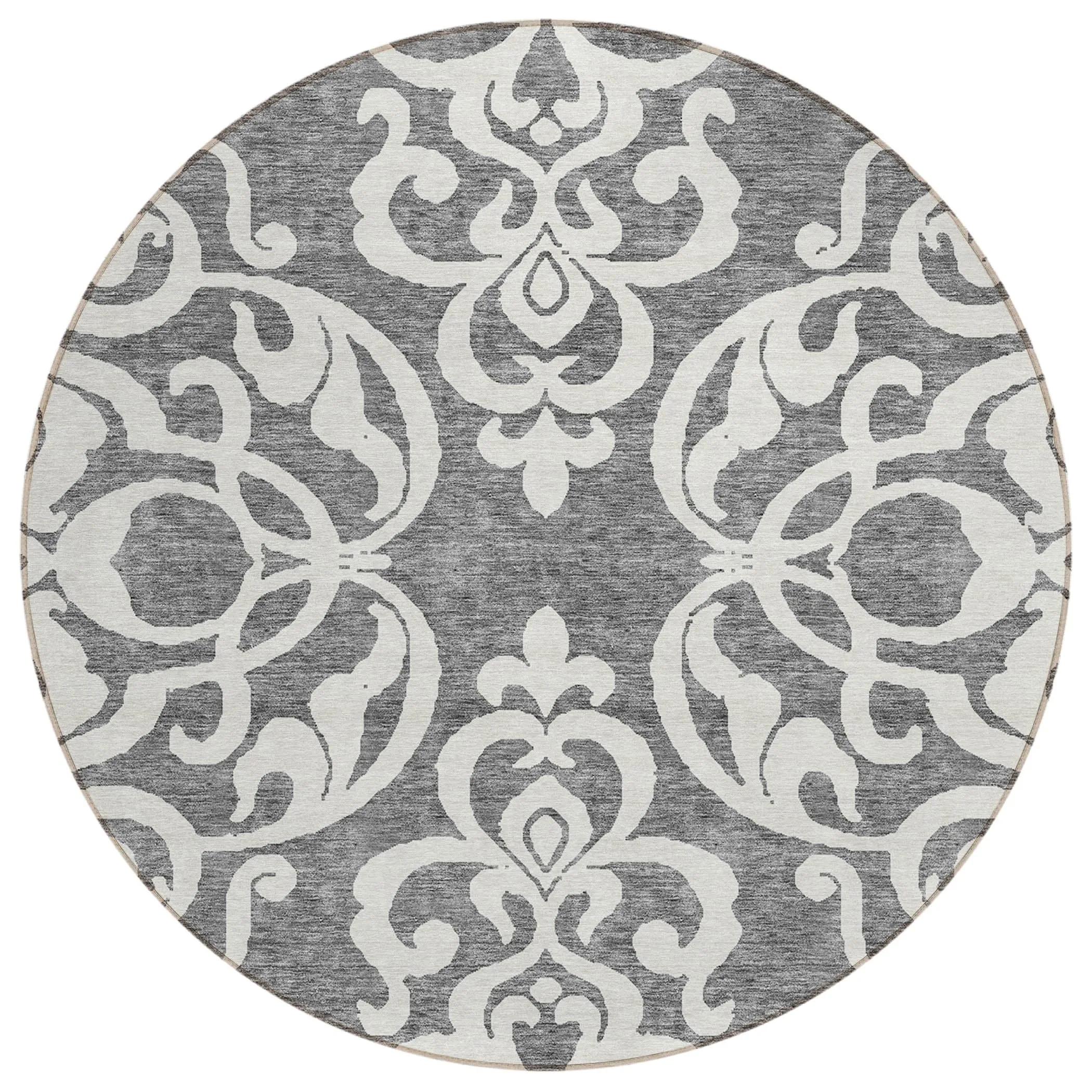 Machine Washable Indoor/ Outdoor Damask Glam Chantille Rug