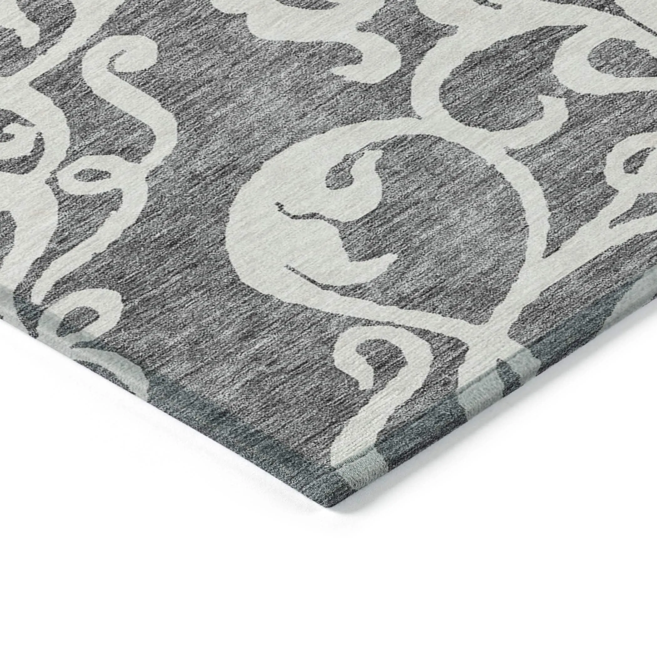 Machine Washable Indoor/ Outdoor Damask Glam Chantille Rug