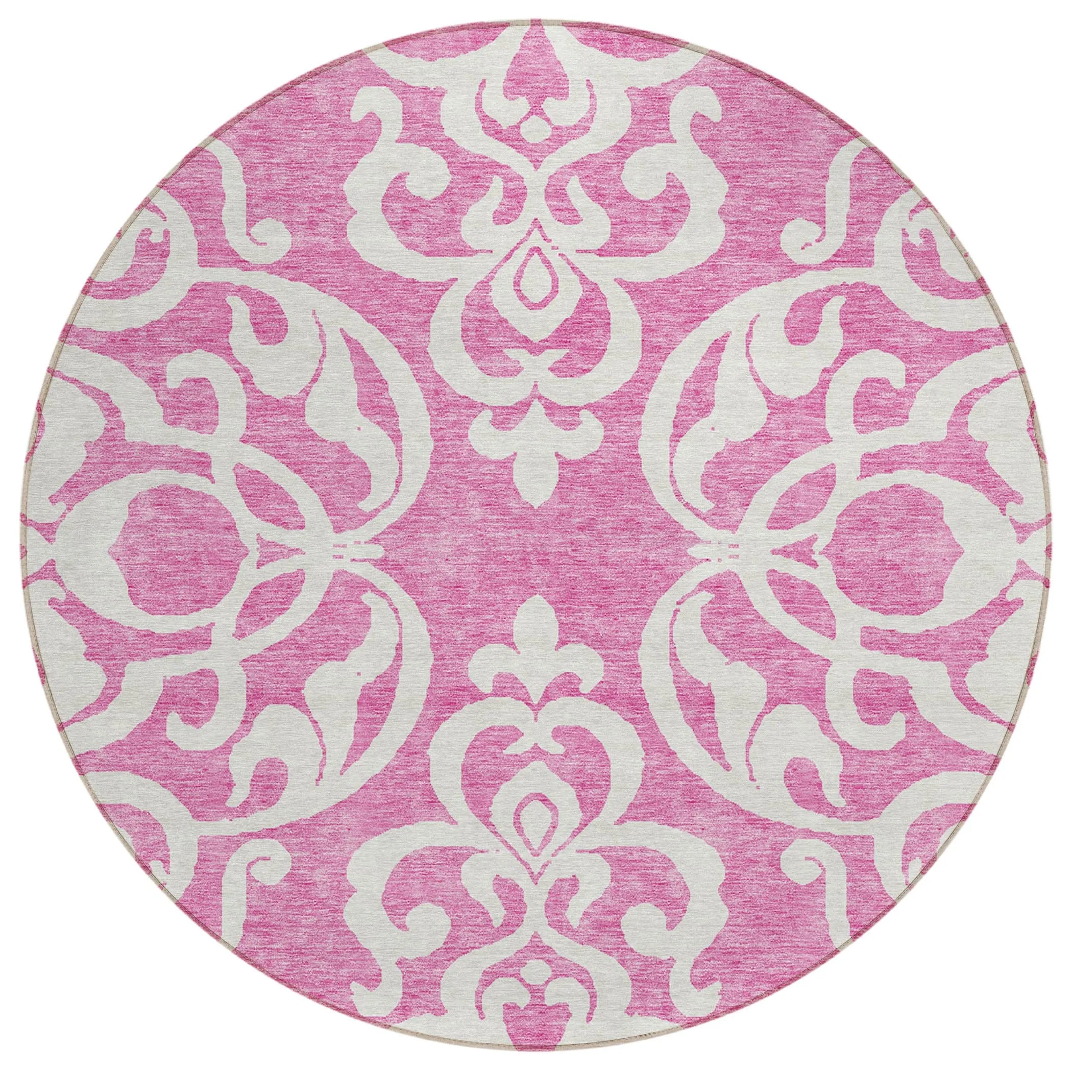 Machine Washable Indoor/ Outdoor Damask Glam Chantille Rug