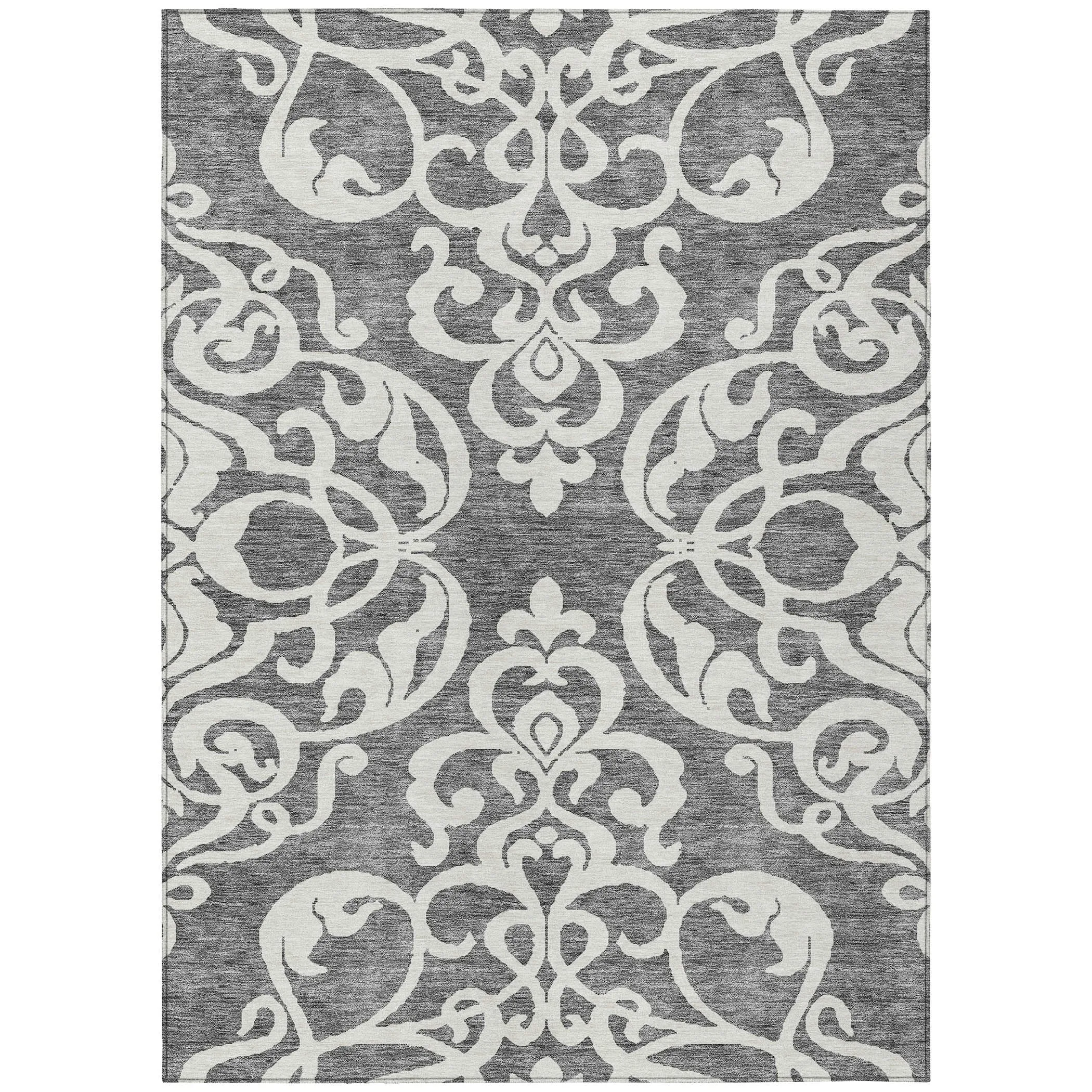 Machine Washable Indoor/ Outdoor Damask Glam Chantille Rug