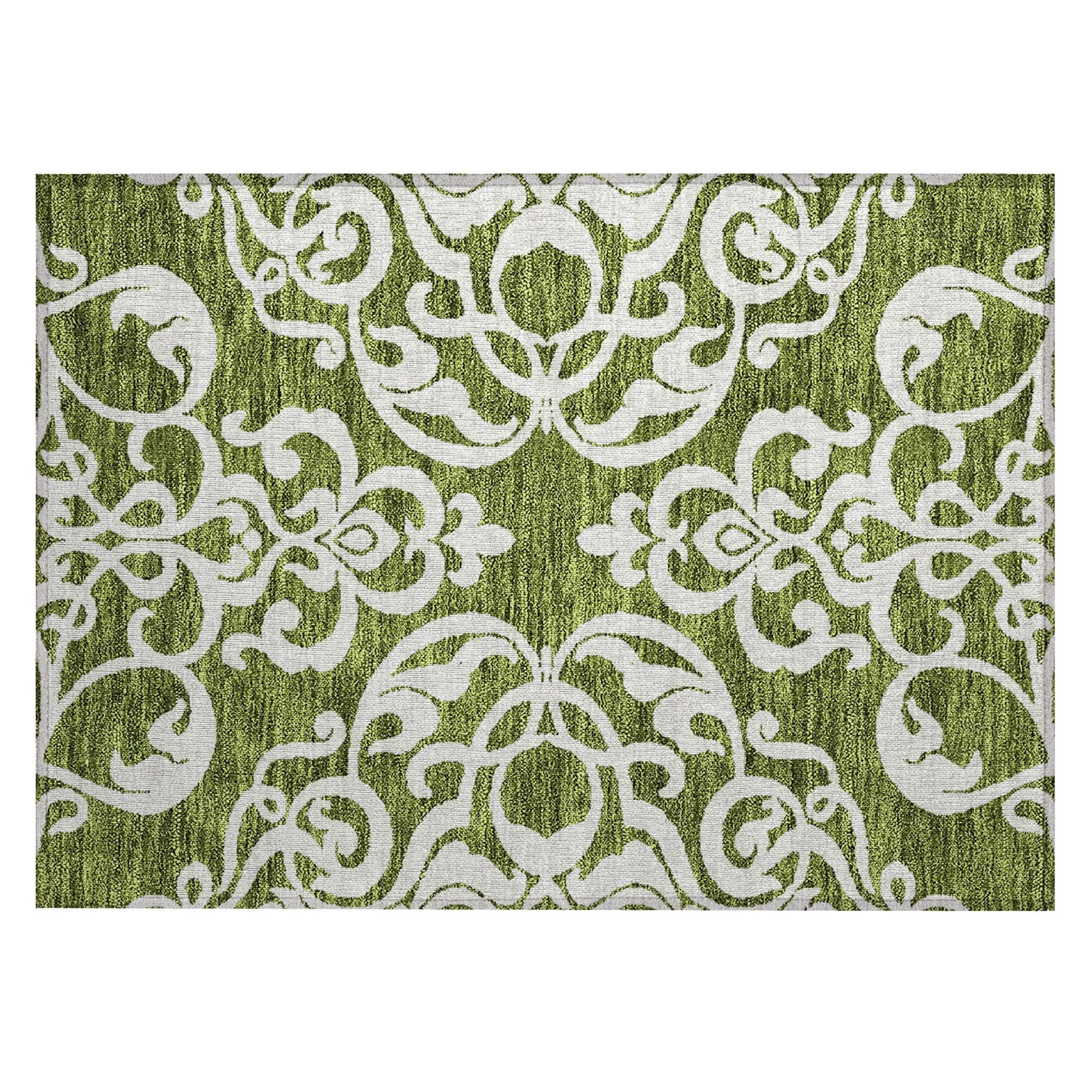 Machine Washable Indoor/ Outdoor Damask Glam Chantille Rug