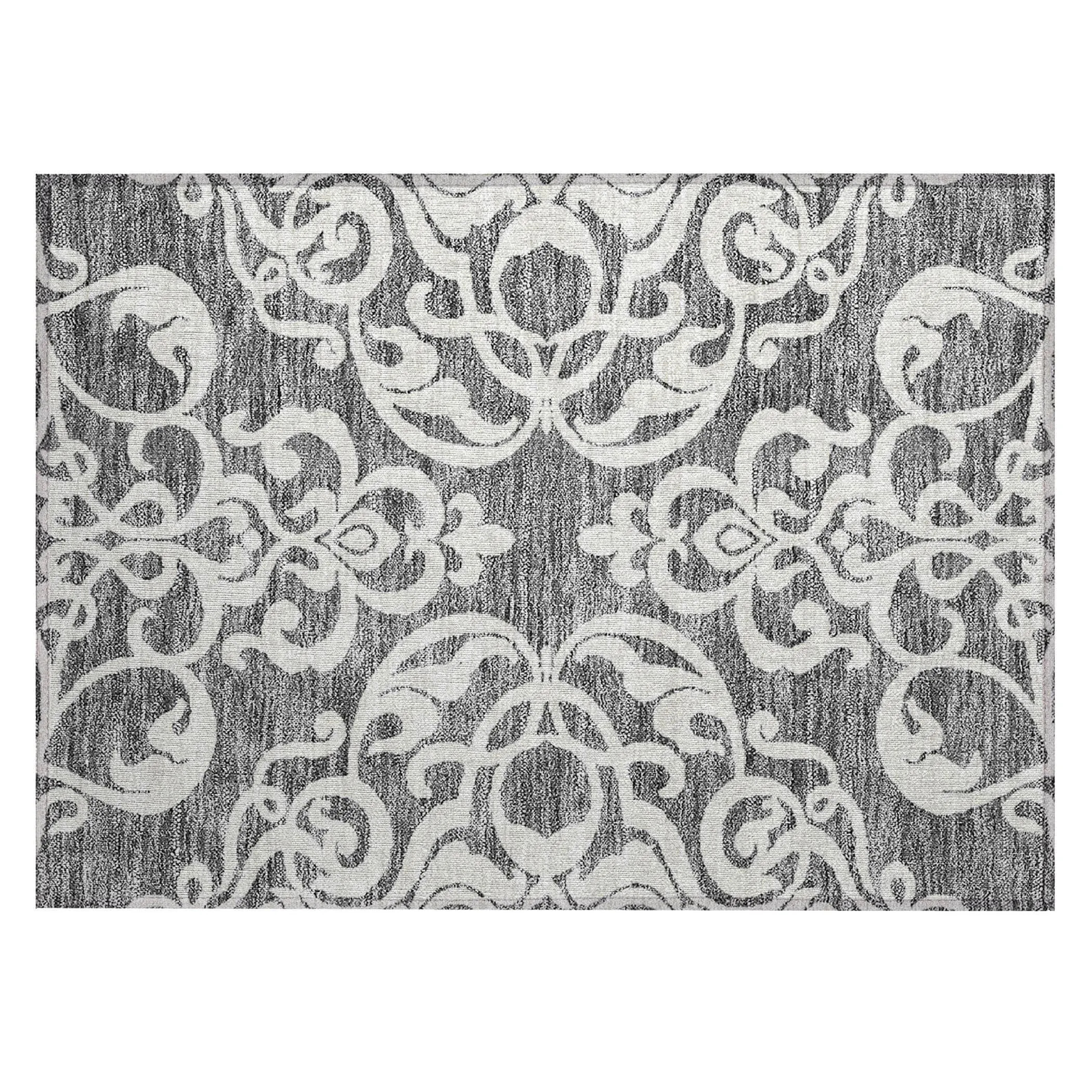 Machine Washable Indoor/ Outdoor Damask Glam Chantille Rug