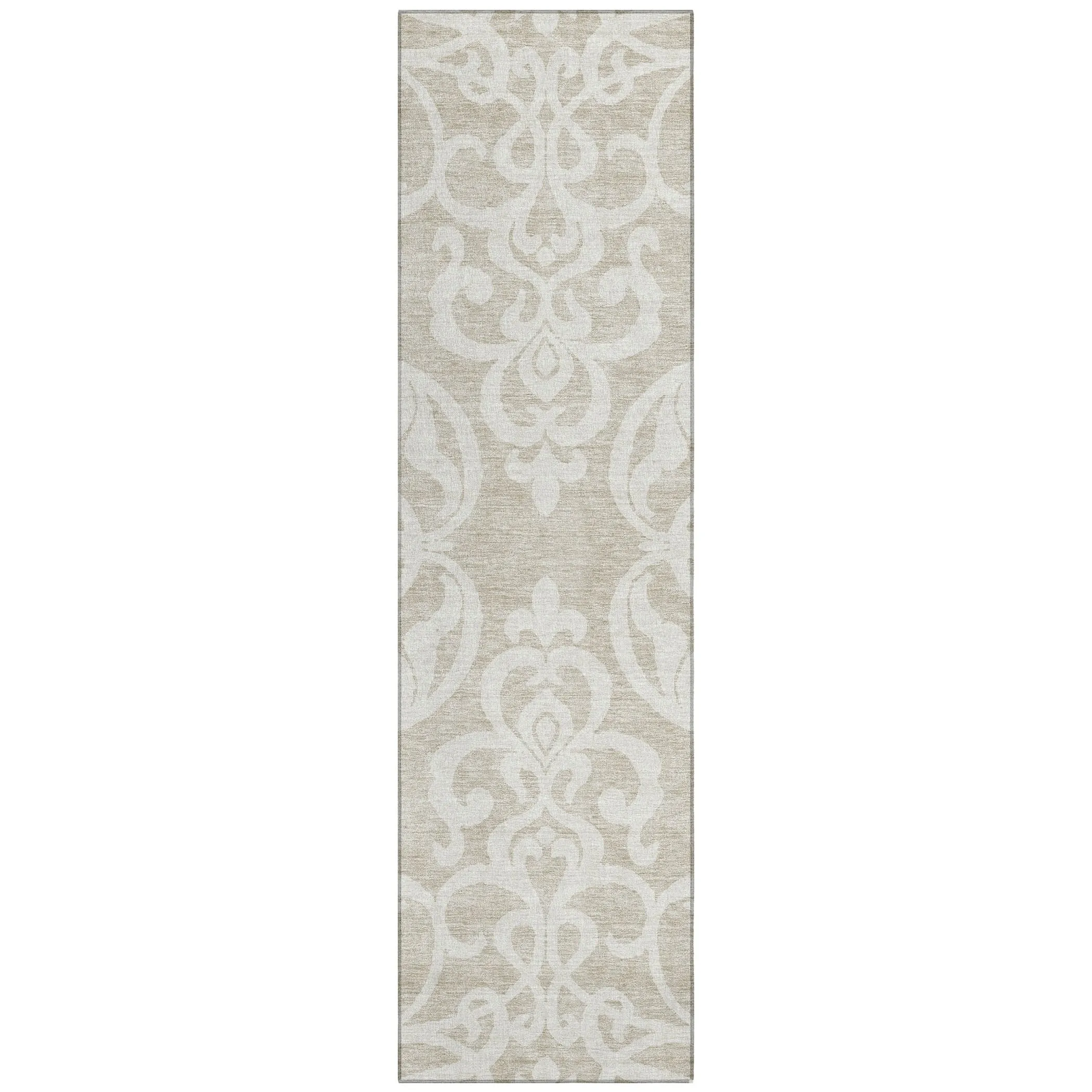 Machine Washable Indoor/ Outdoor Damask Glam Chantille Rug
