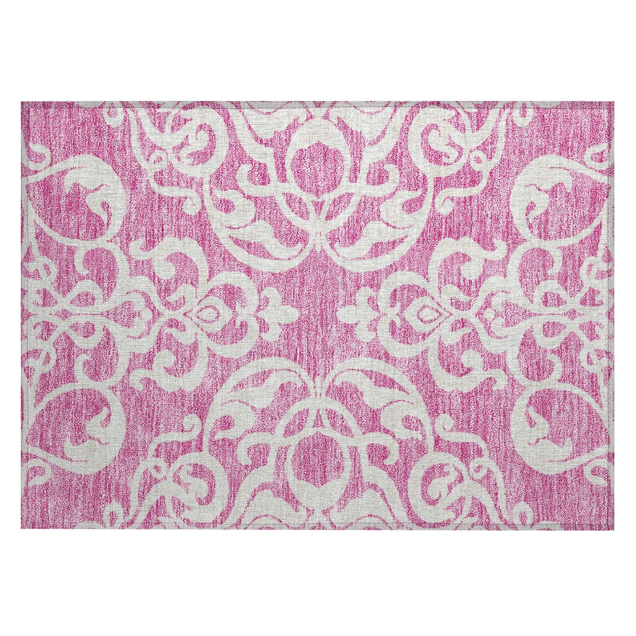 Machine Washable Indoor/ Outdoor Damask Glam Chantille Rug