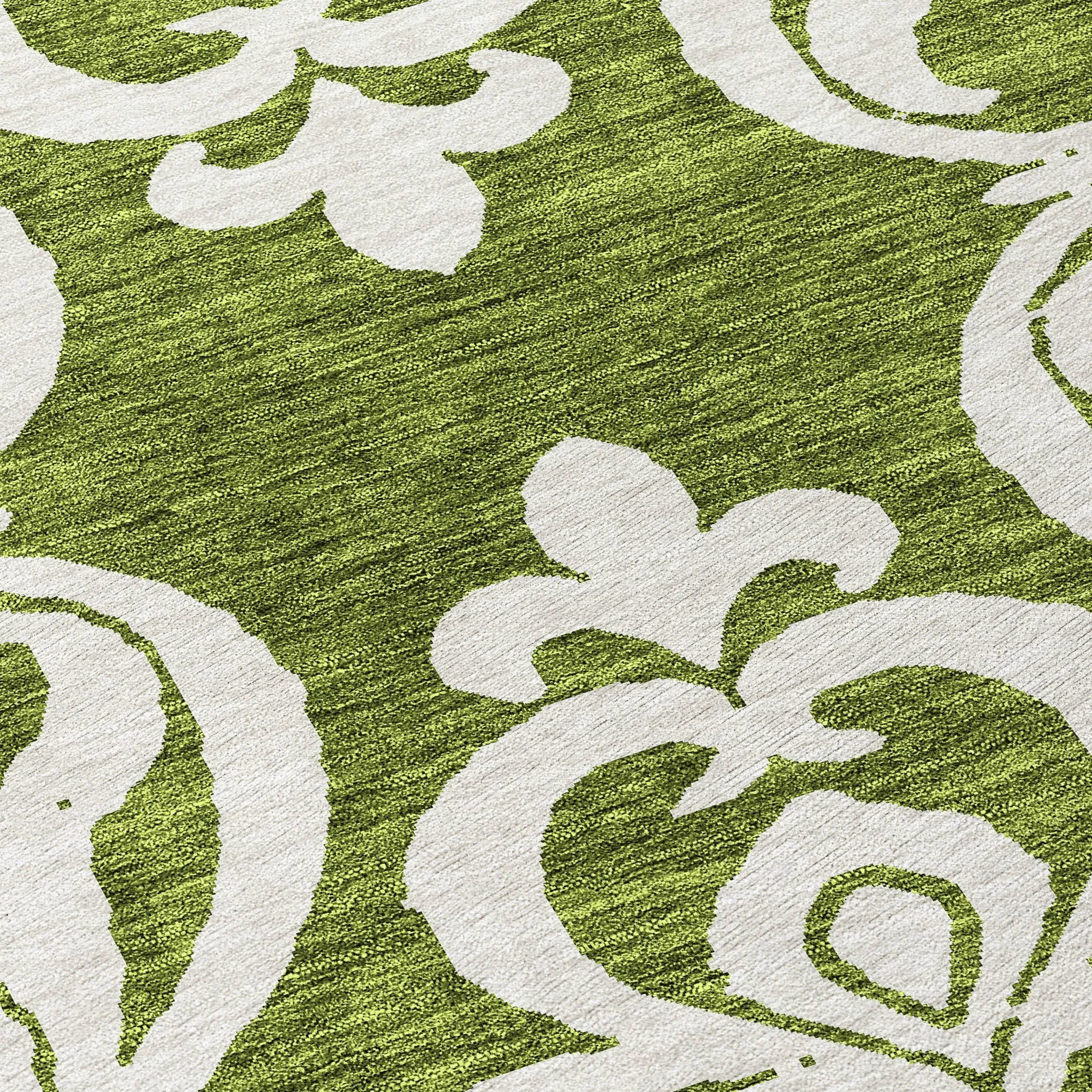 Machine Washable Indoor/ Outdoor Damask Glam Chantille Rug