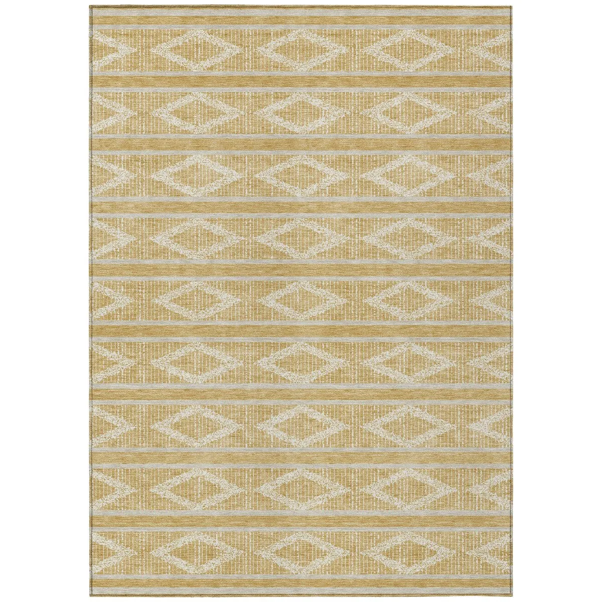 Machine Washable Indoor/ Outdoor Diamond Stripe Chantille Rug