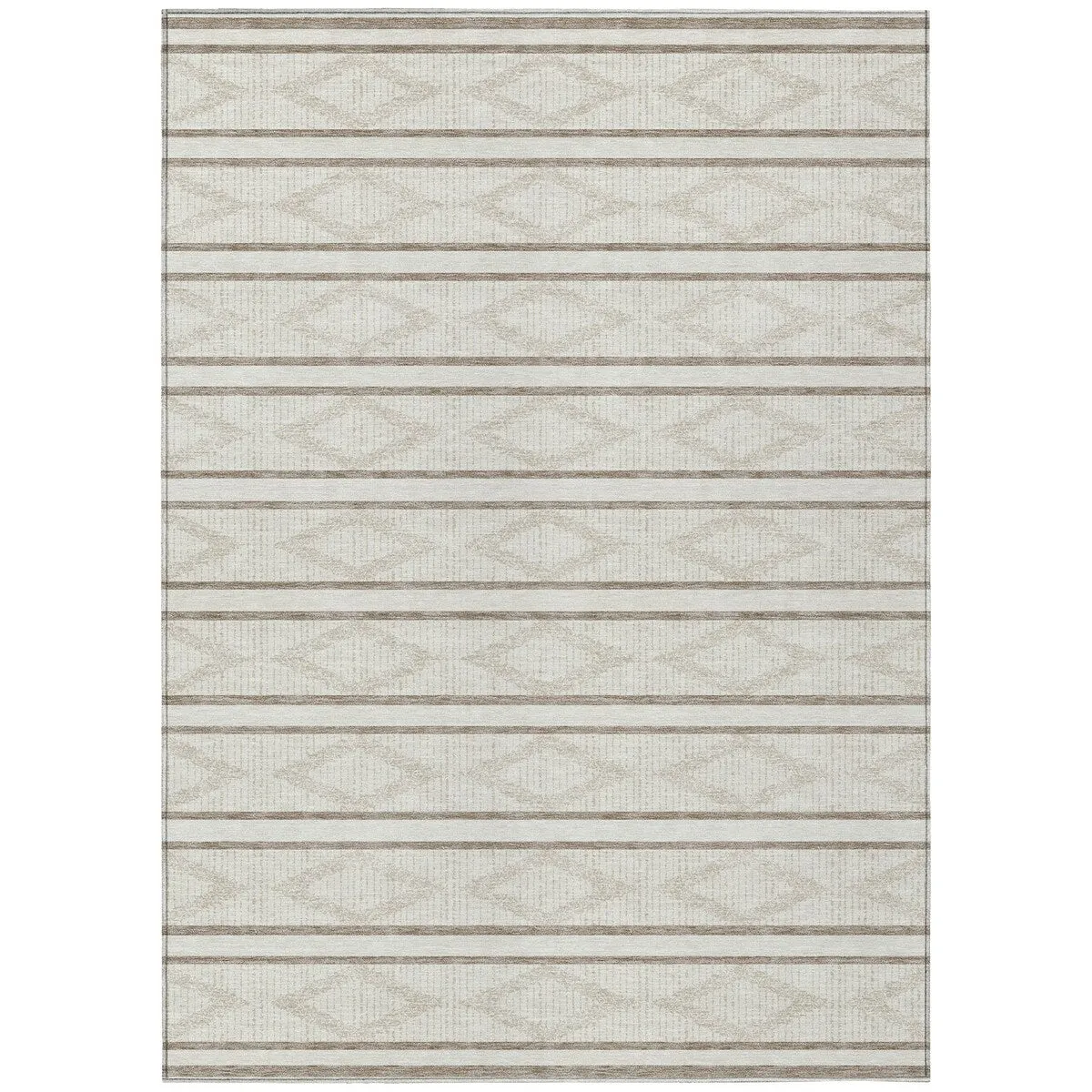 Machine Washable Indoor/ Outdoor Diamond Stripe Chantille Rug