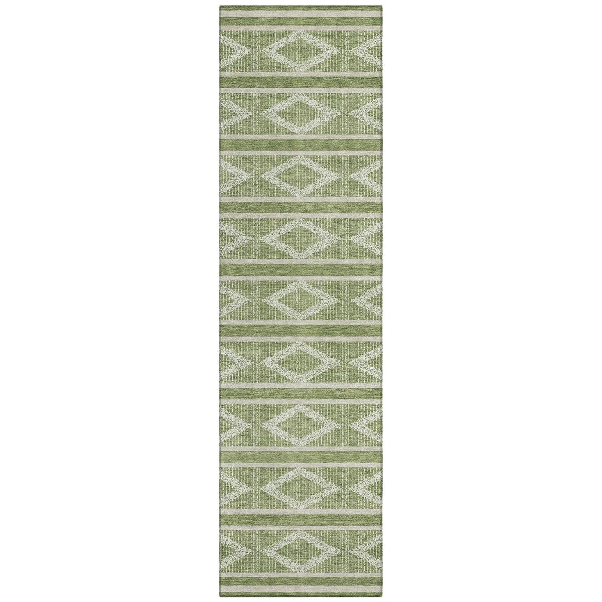 Machine Washable Indoor/ Outdoor Diamond Stripe Chantille Rug