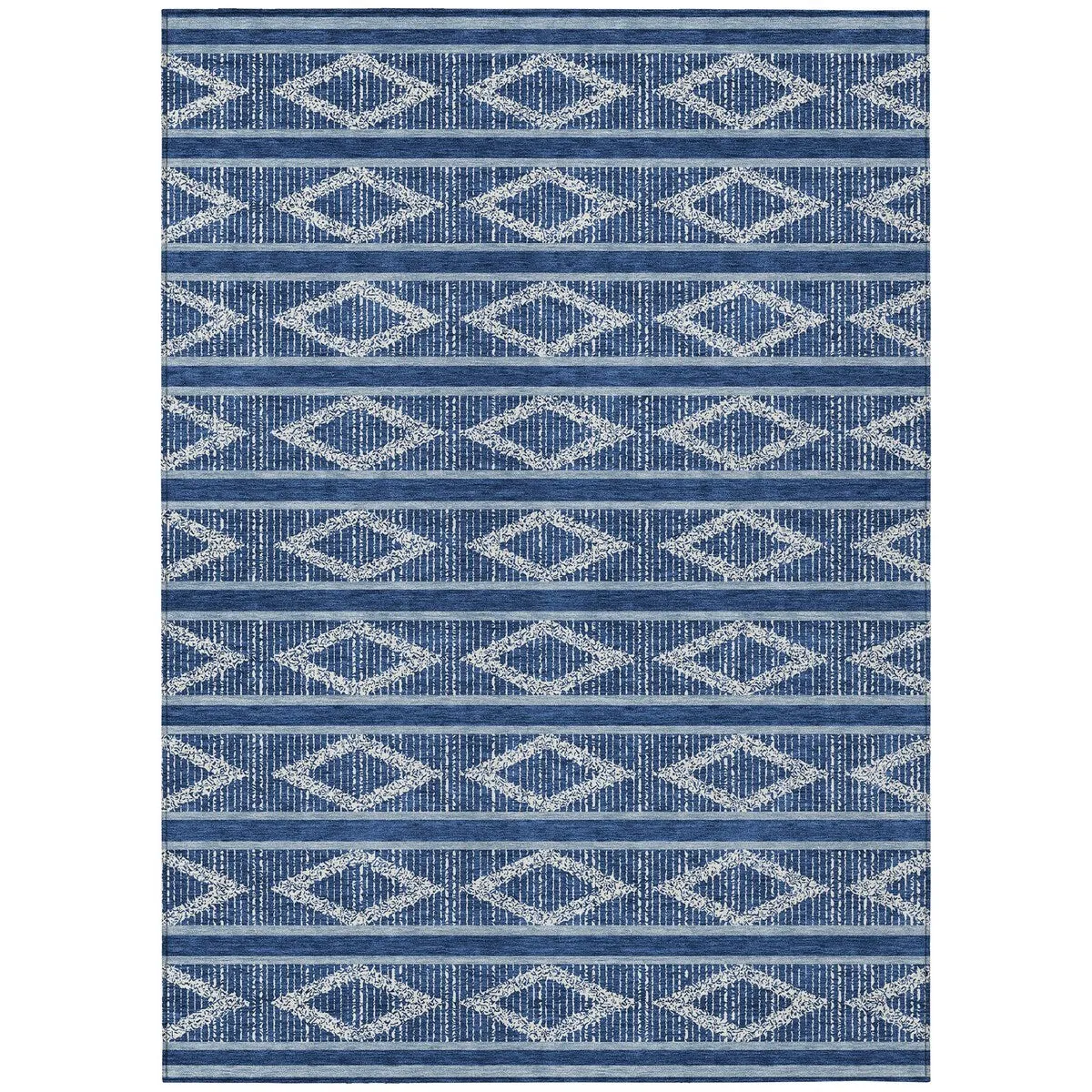 Machine Washable Indoor/ Outdoor Diamond Stripe Chantille Rug