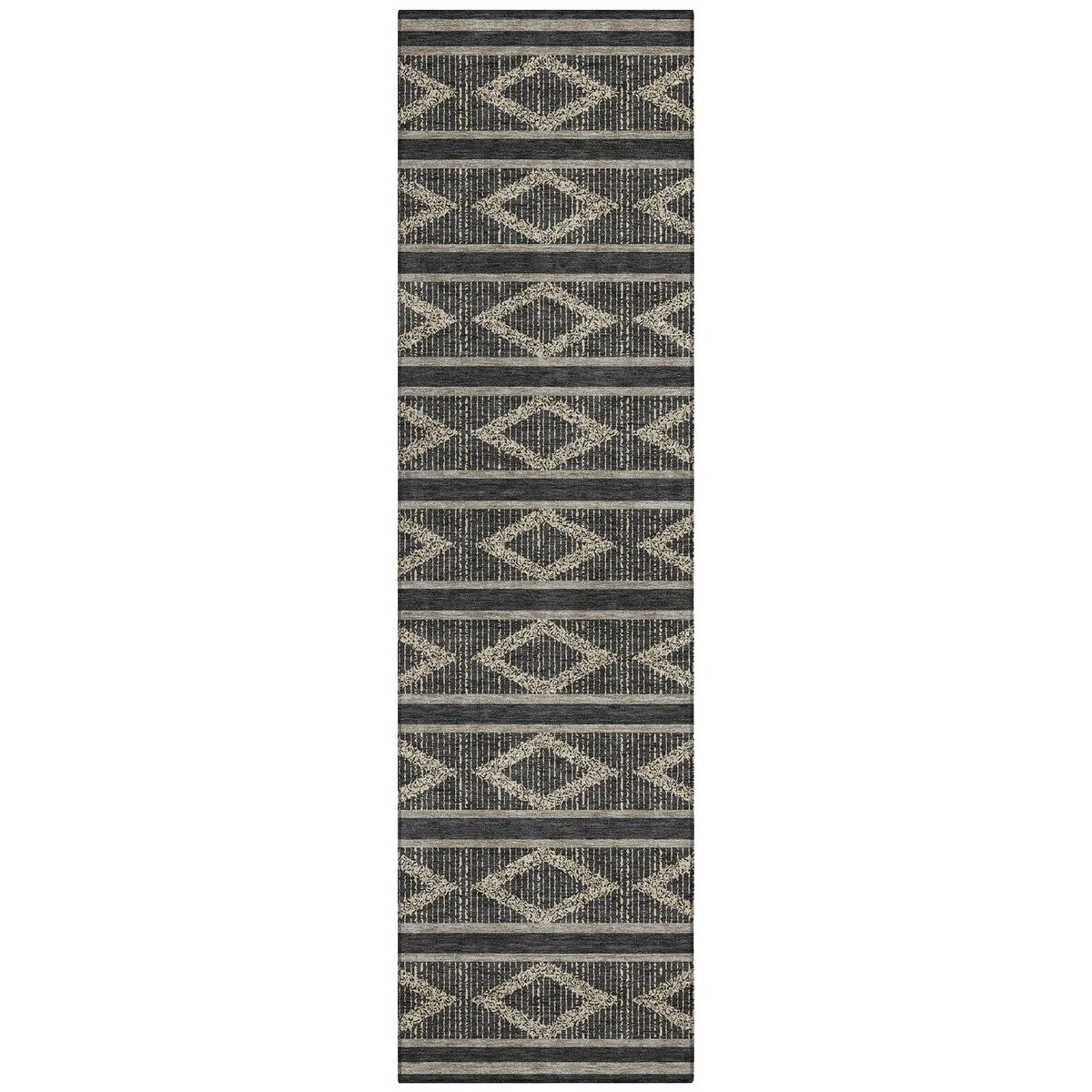 Machine Washable Indoor/ Outdoor Diamond Stripe Chantille Rug