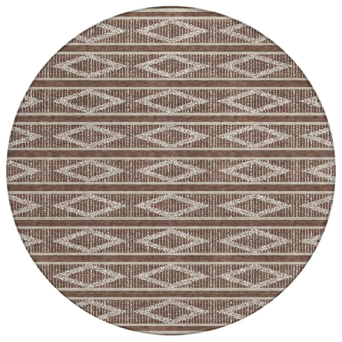 Machine Washable Indoor/ Outdoor Diamond Stripe Chantille Rug
