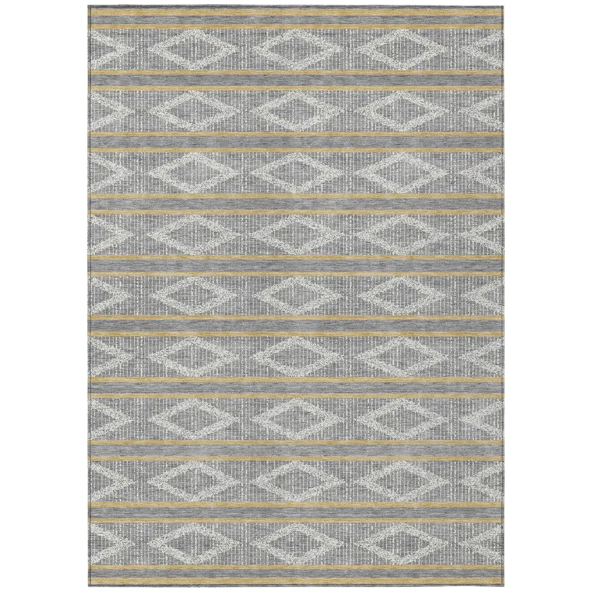 Machine Washable Indoor/ Outdoor Diamond Stripe Chantille Rug
