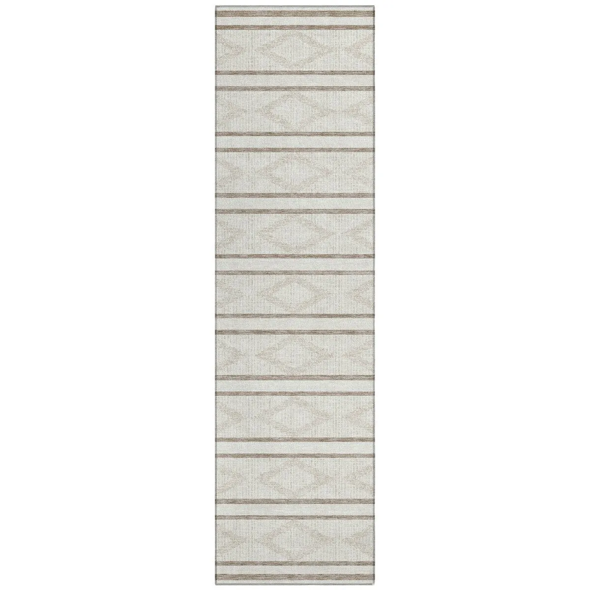 Machine Washable Indoor/ Outdoor Diamond Stripe Chantille Rug