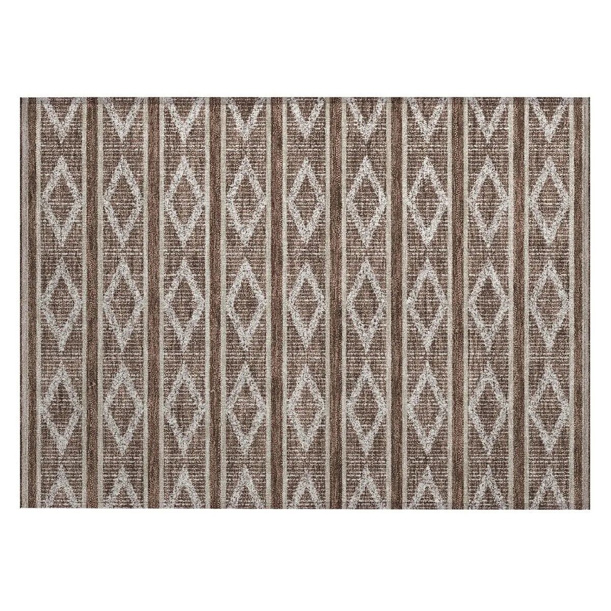 Machine Washable Indoor/ Outdoor Diamond Stripe Chantille Rug