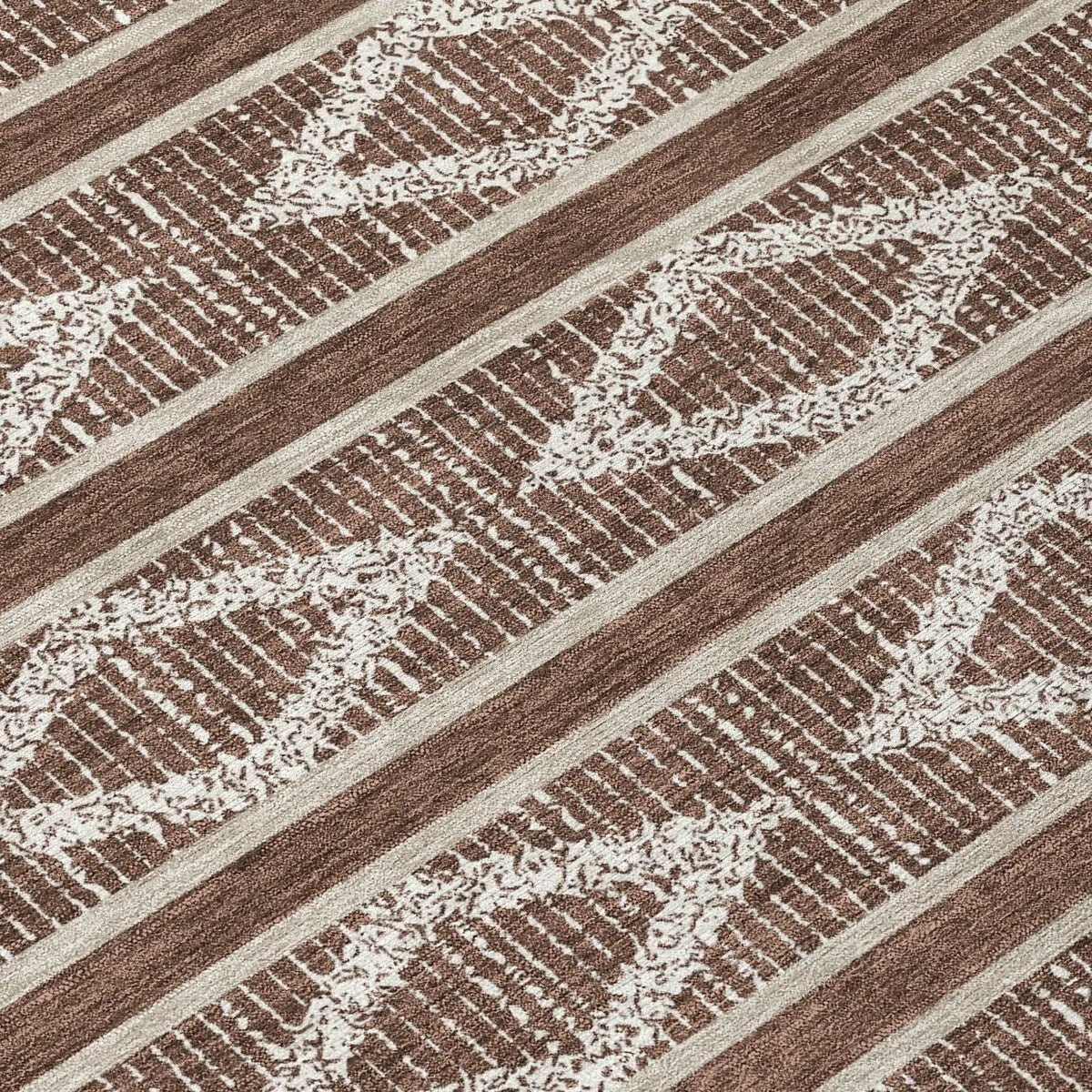 Machine Washable Indoor/ Outdoor Diamond Stripe Chantille Rug