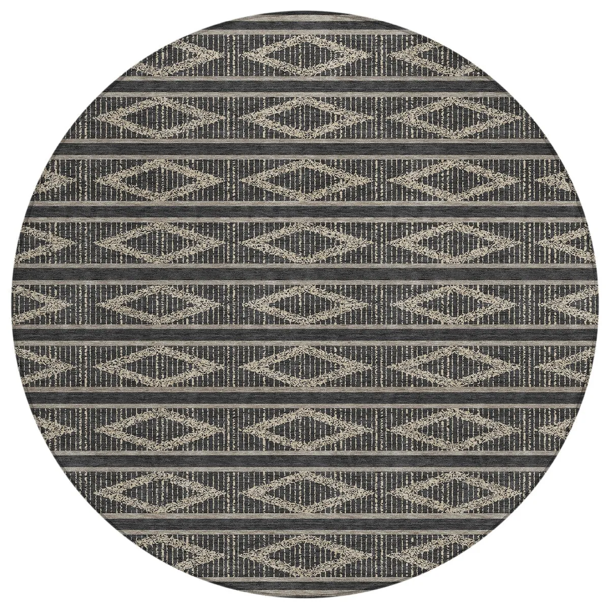 Machine Washable Indoor/ Outdoor Diamond Stripe Chantille Rug