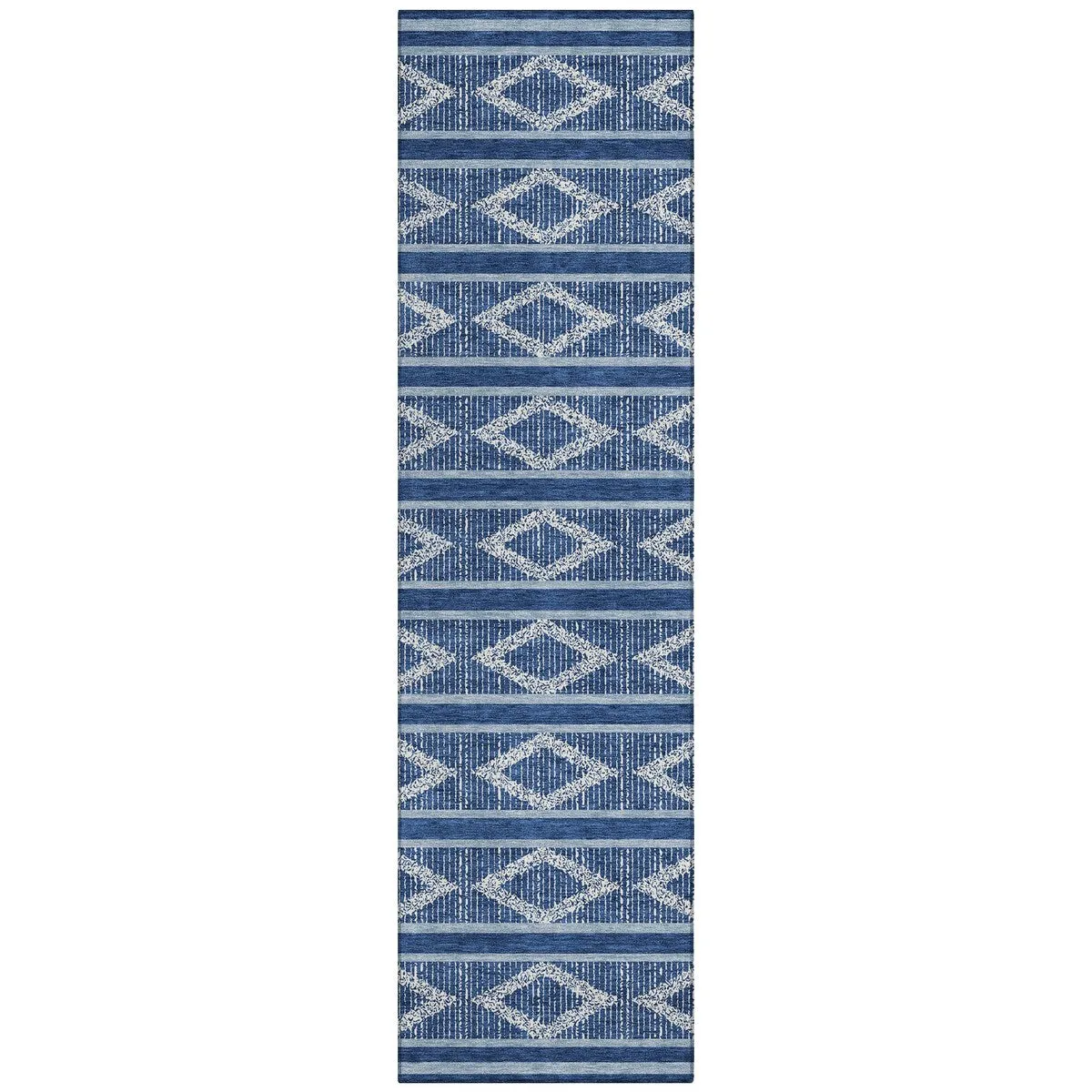 Machine Washable Indoor/ Outdoor Diamond Stripe Chantille Rug
