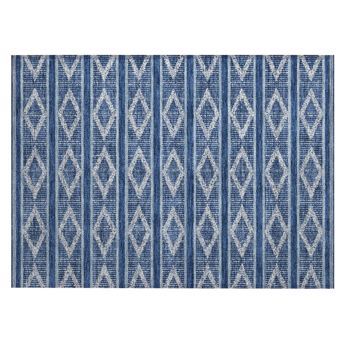 Machine Washable Indoor/ Outdoor Diamond Stripe Chantille Rug