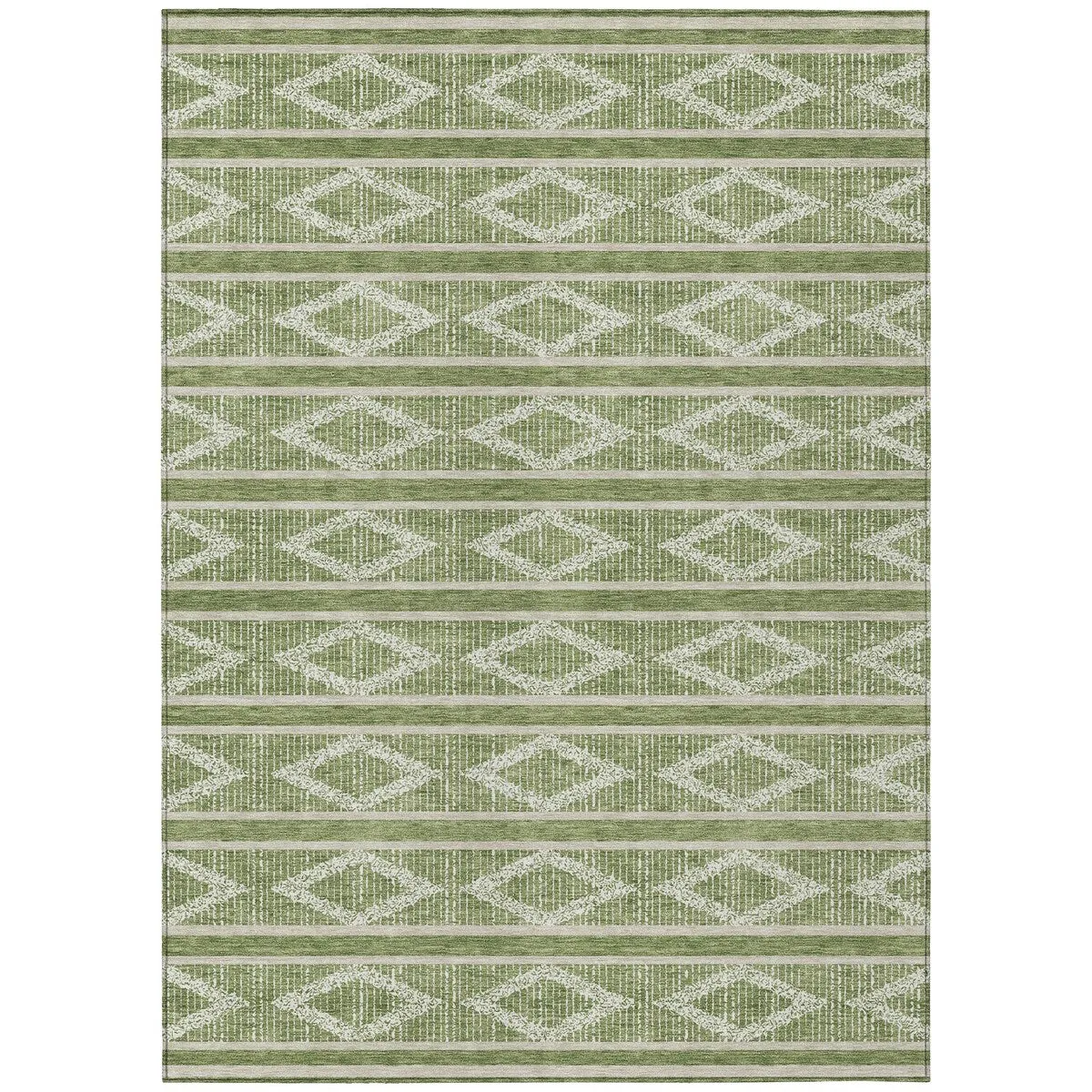 Machine Washable Indoor/ Outdoor Diamond Stripe Chantille Rug