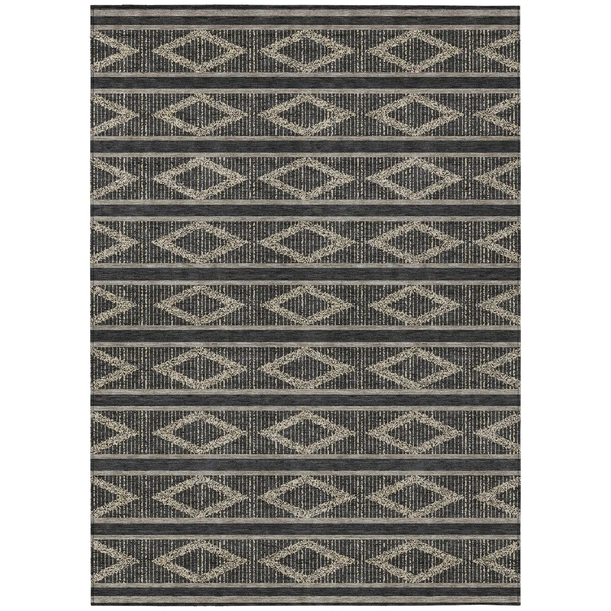 Machine Washable Indoor/ Outdoor Diamond Stripe Chantille Rug