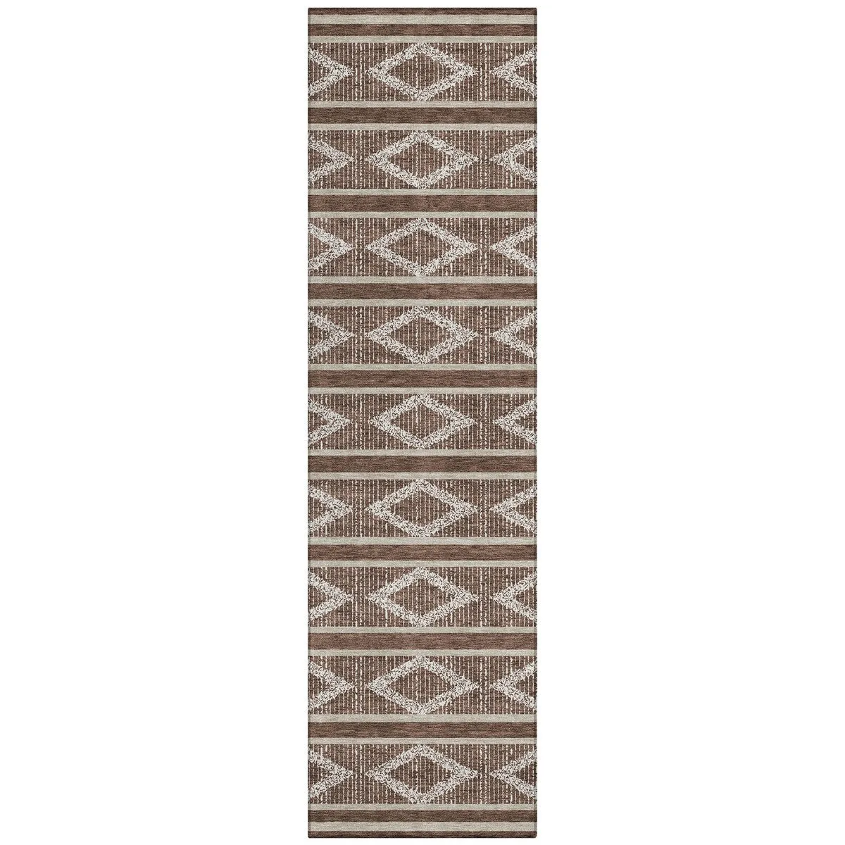 Machine Washable Indoor/ Outdoor Diamond Stripe Chantille Rug
