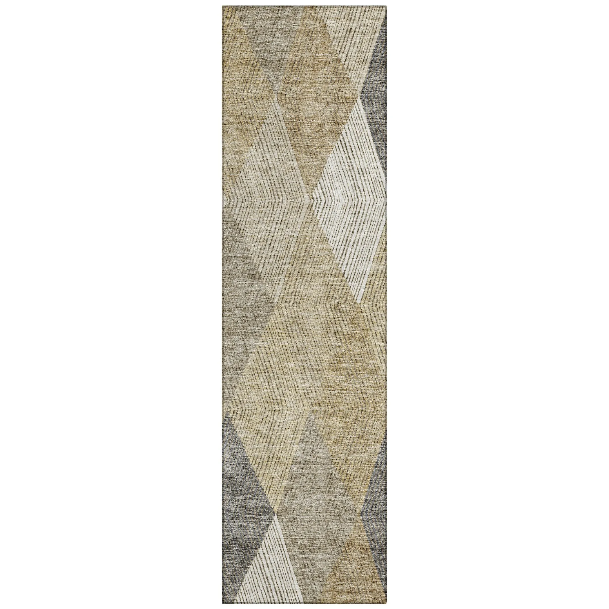 Machine Washable Indoor/ Outdoor Diamond Stripes Chantille Rug