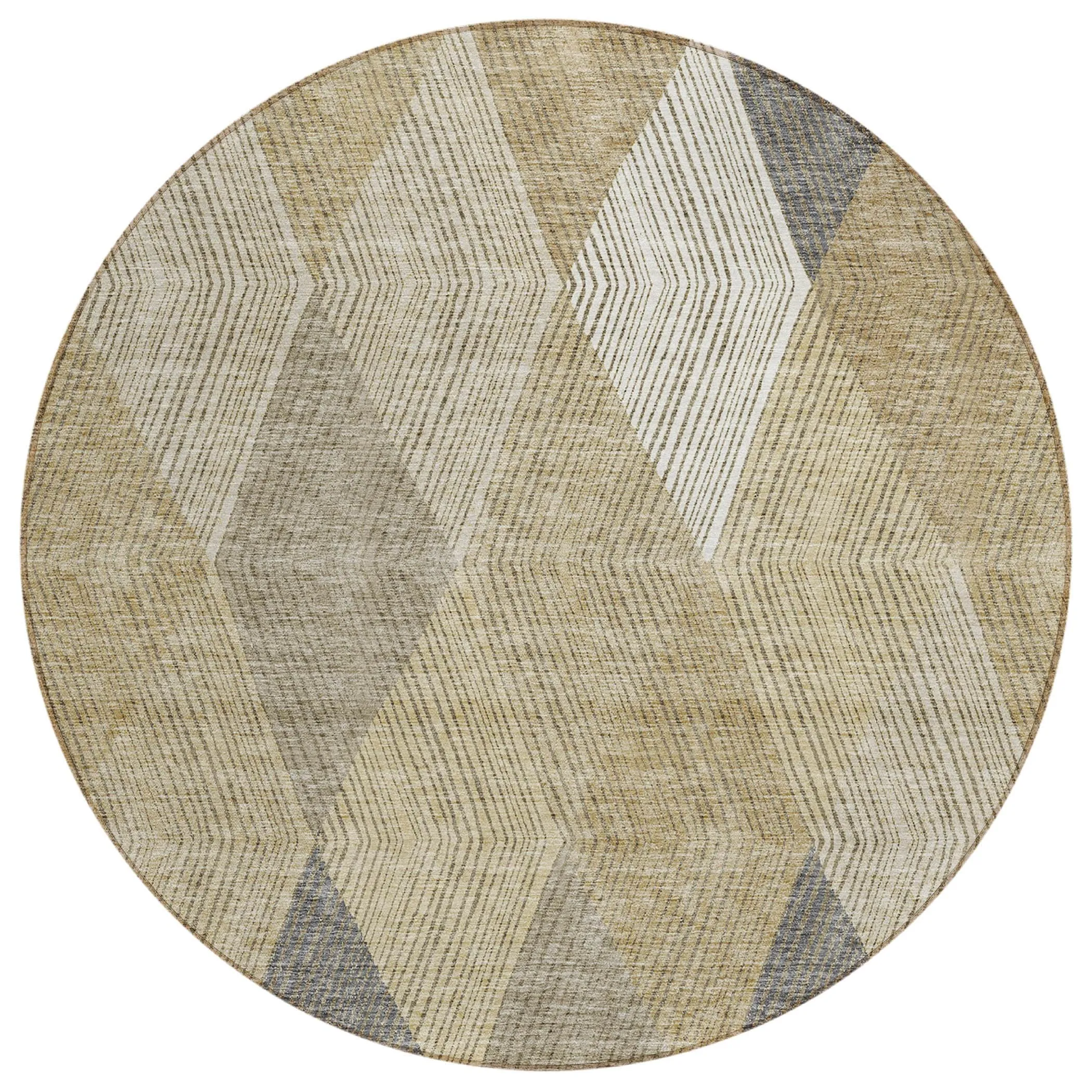 Machine Washable Indoor/ Outdoor Diamond Stripes Chantille Rug