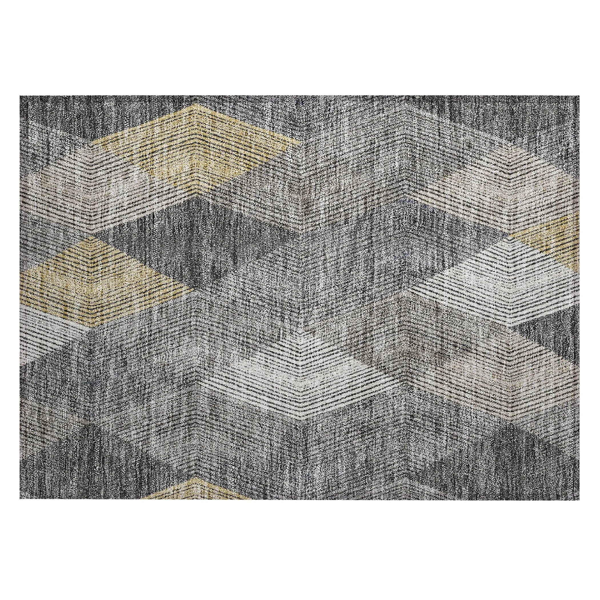 Machine Washable Indoor/ Outdoor Diamond Stripes Chantille Rug