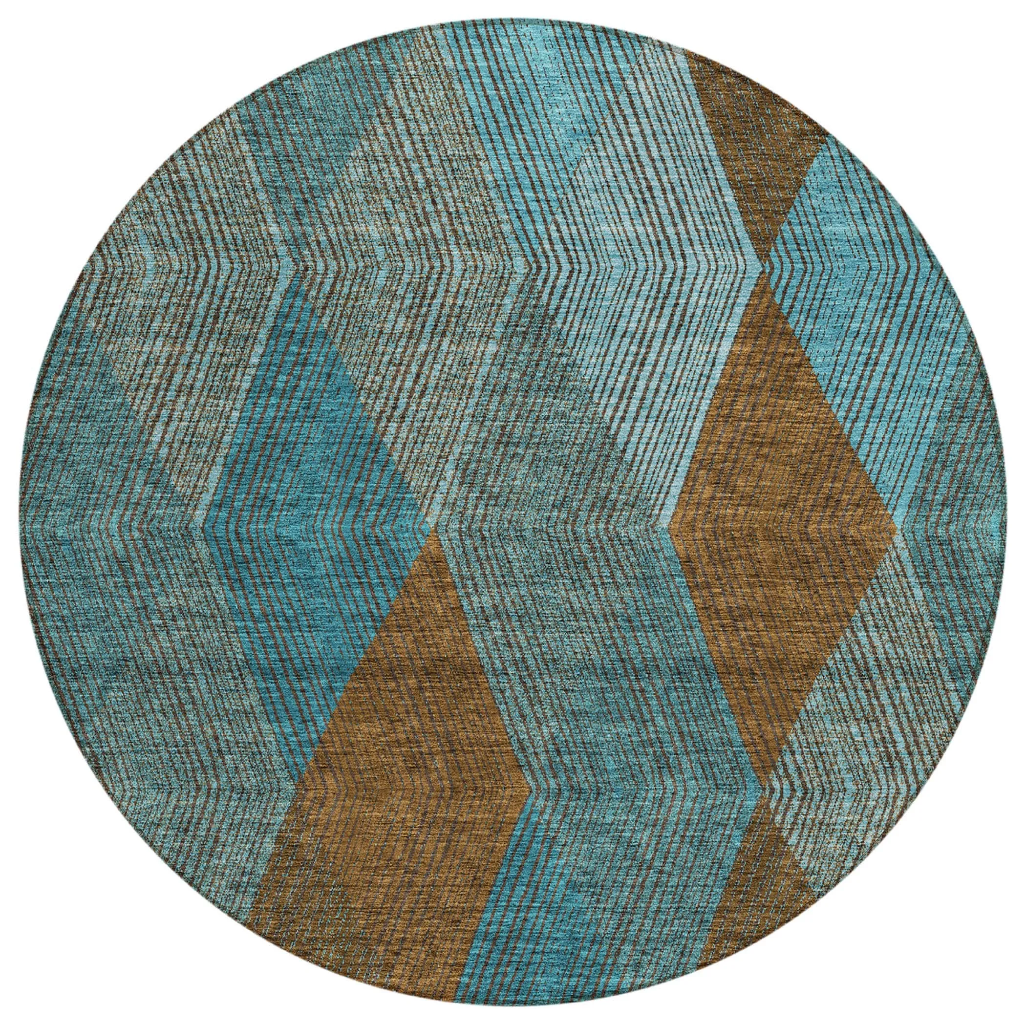 Machine Washable Indoor/ Outdoor Diamond Stripes Chantille Rug