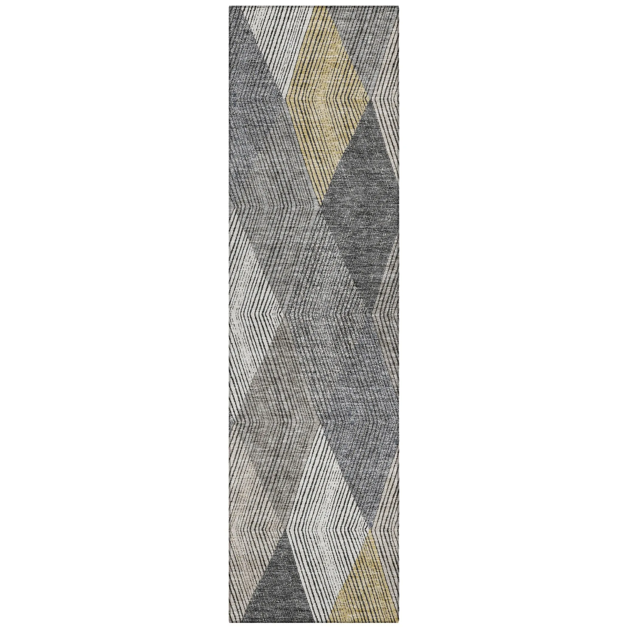 Machine Washable Indoor/ Outdoor Diamond Stripes Chantille Rug