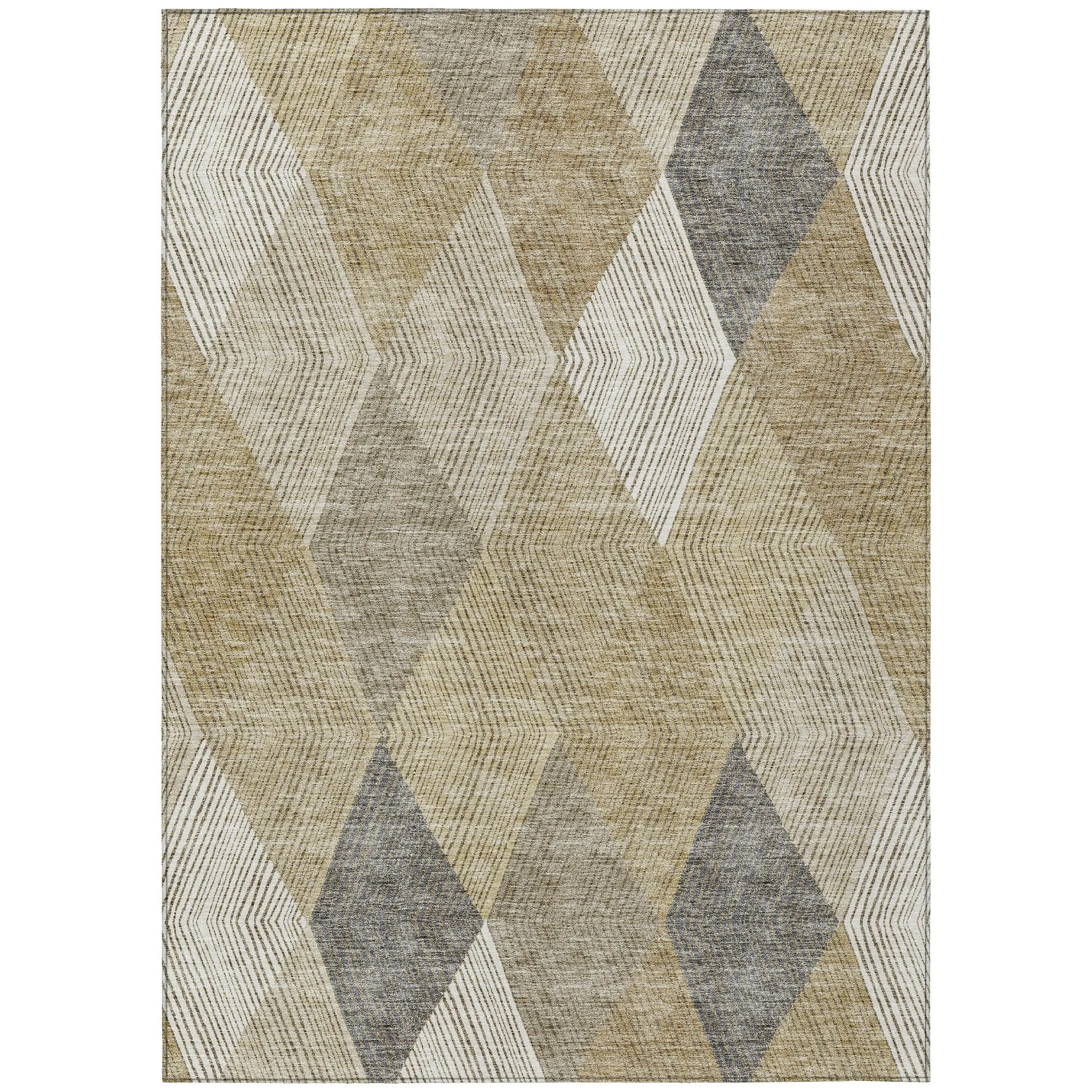 Machine Washable Indoor/ Outdoor Diamond Stripes Chantille Rug