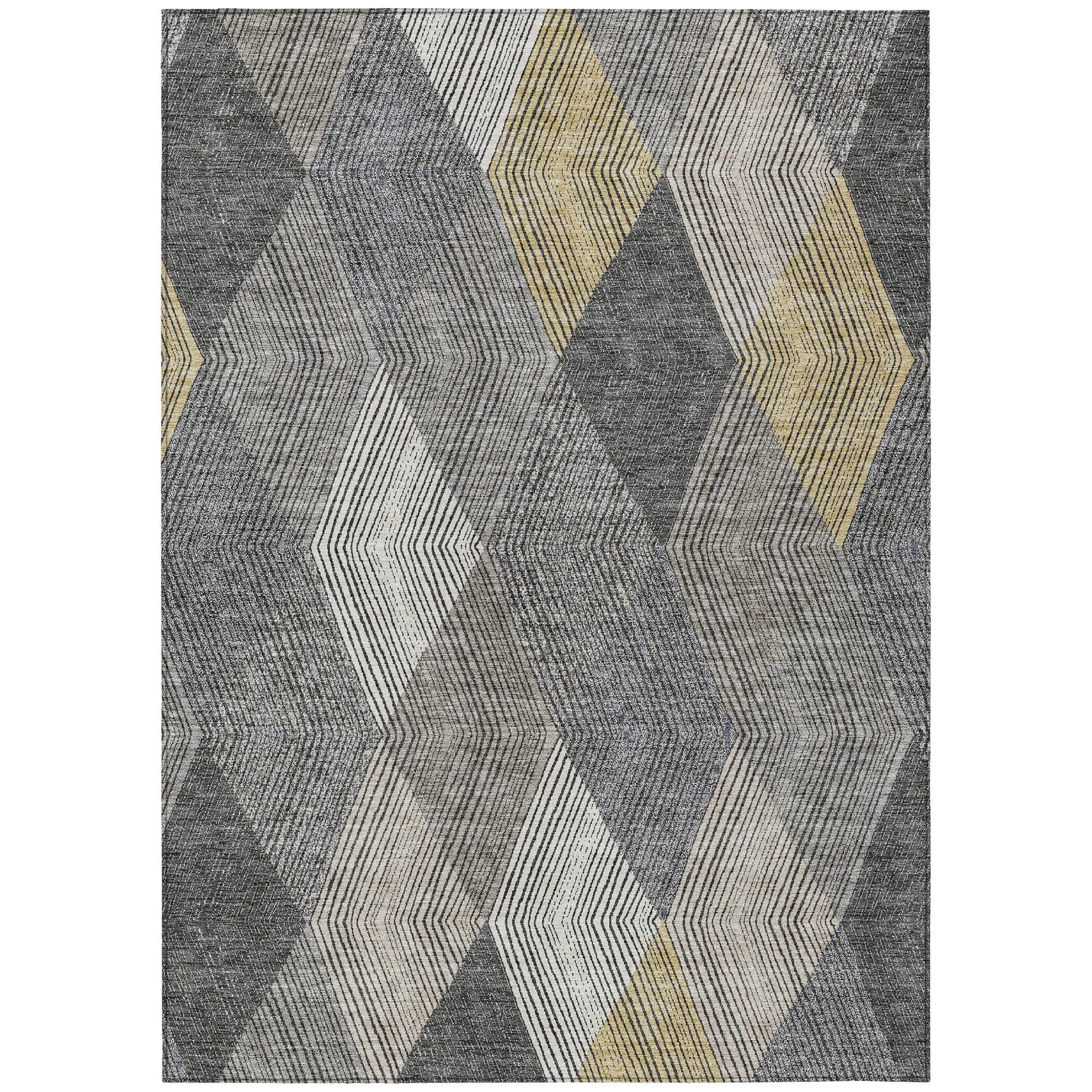 Machine Washable Indoor/ Outdoor Diamond Stripes Chantille Rug