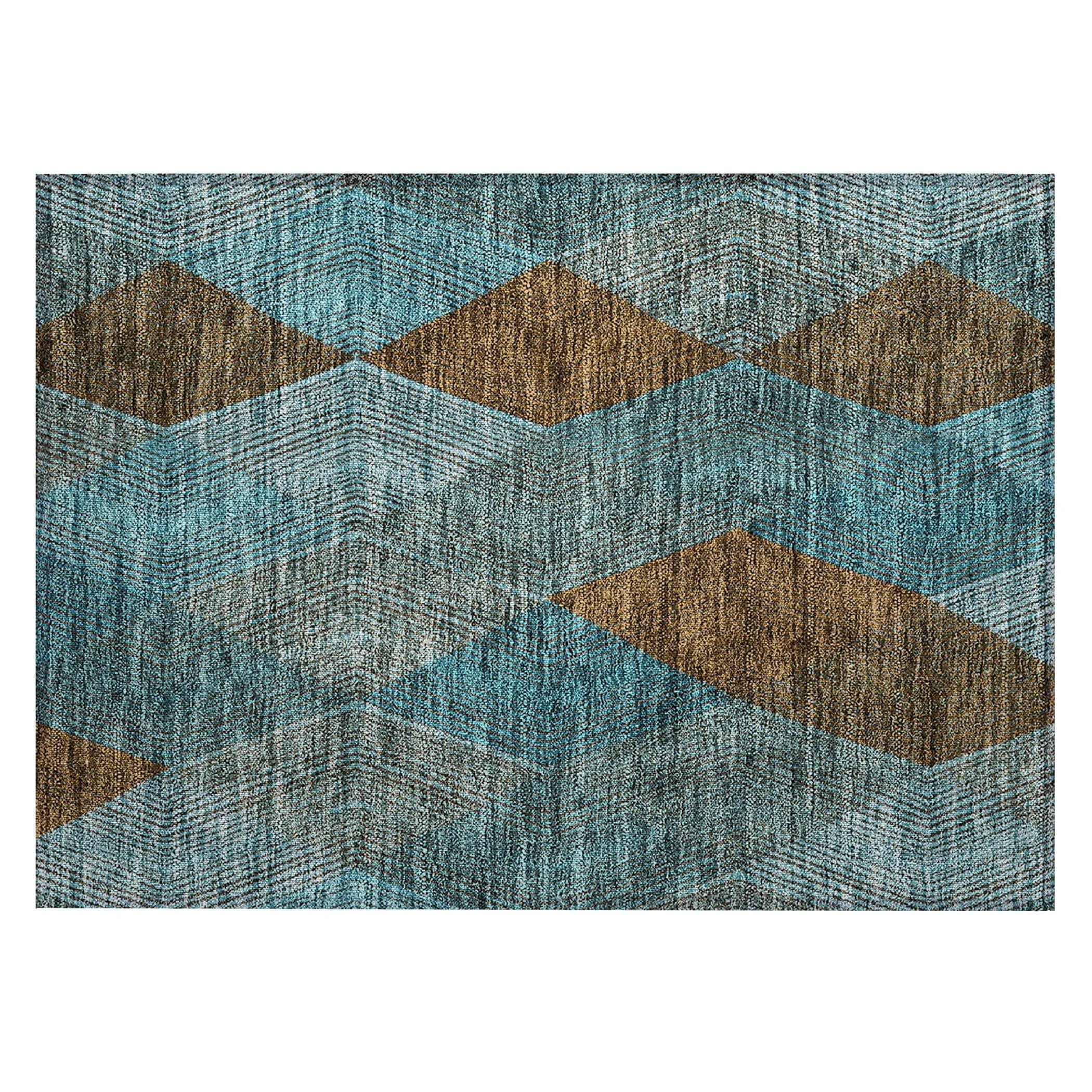Machine Washable Indoor/ Outdoor Diamond Stripes Chantille Rug