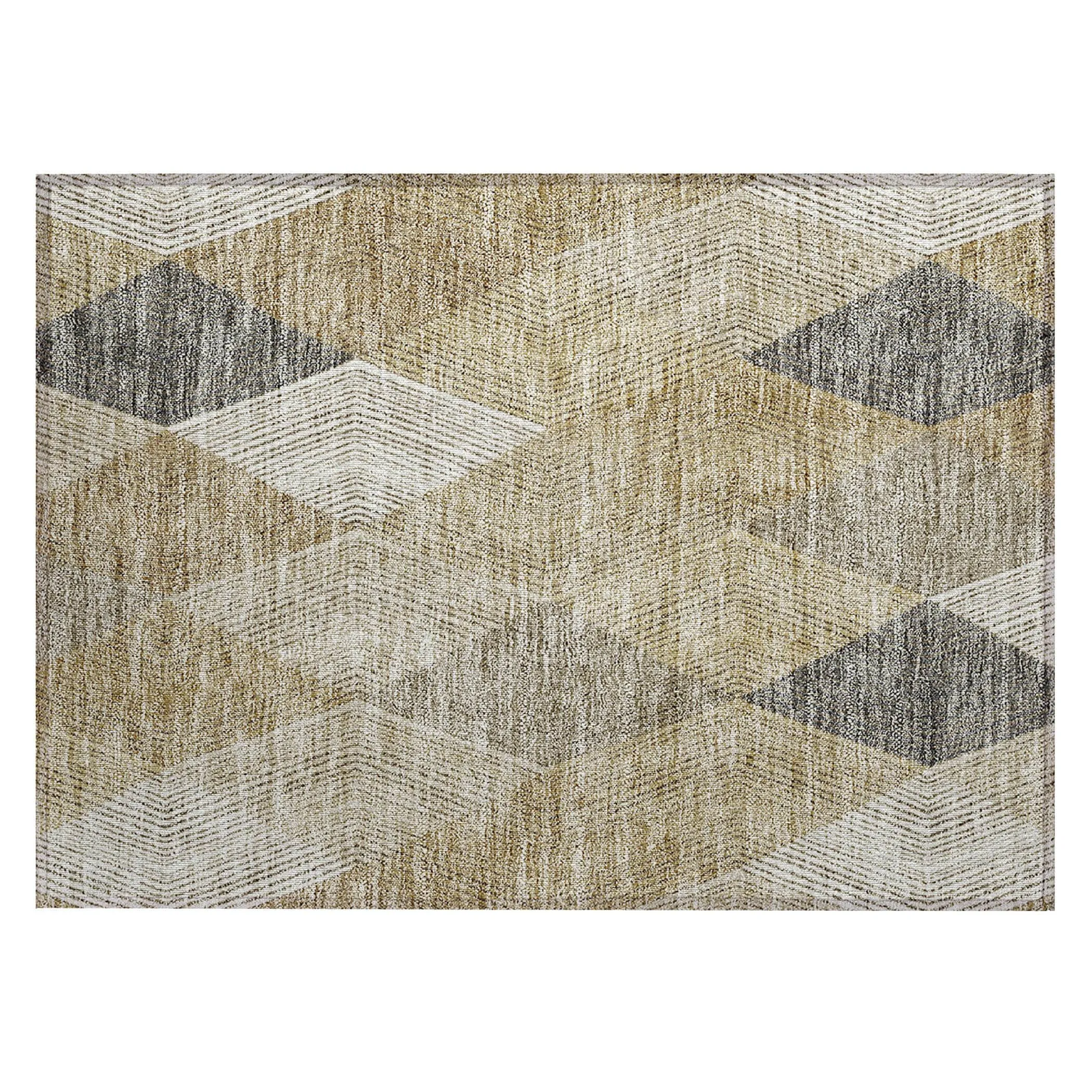Machine Washable Indoor/ Outdoor Diamond Stripes Chantille Rug