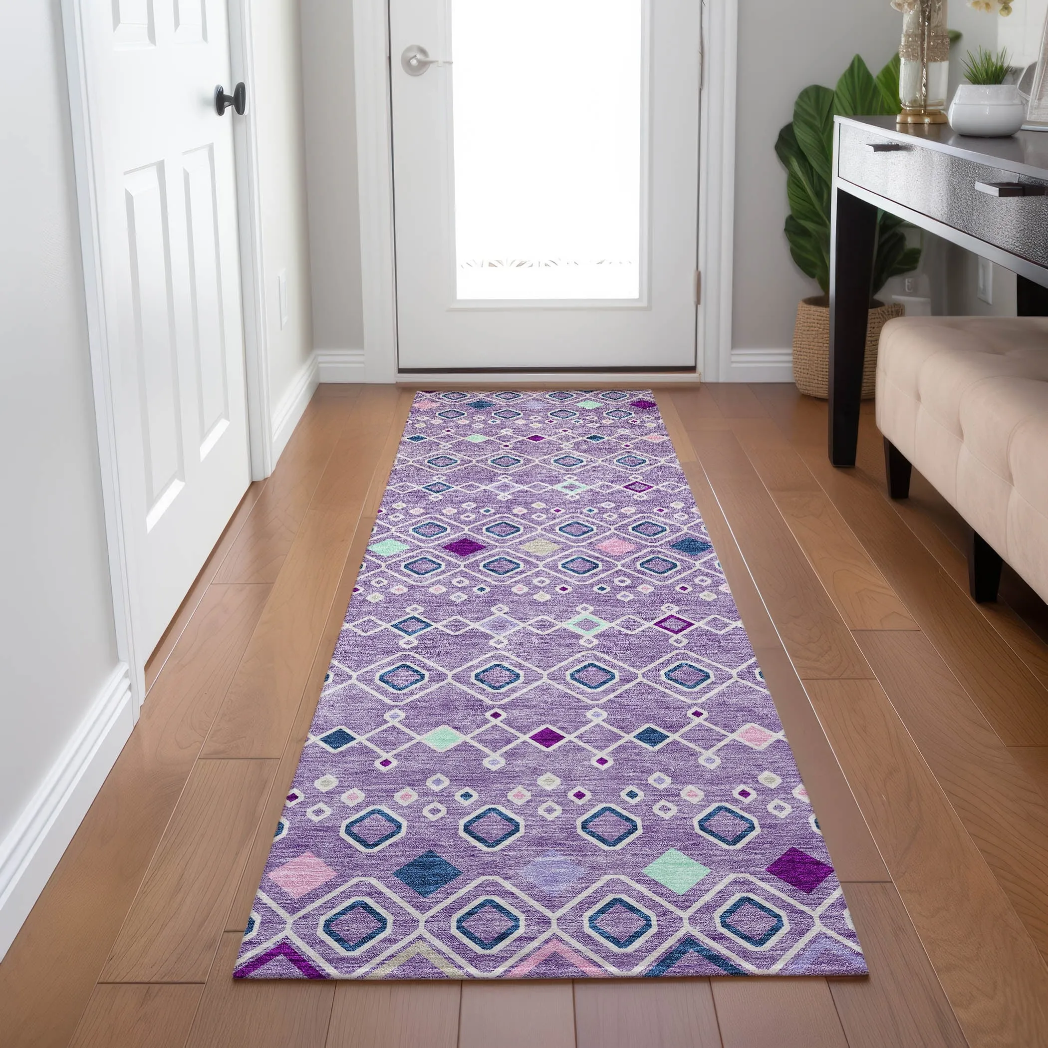Machine Washable Indoor/ Outdoor Global Contempory Chantille Rug