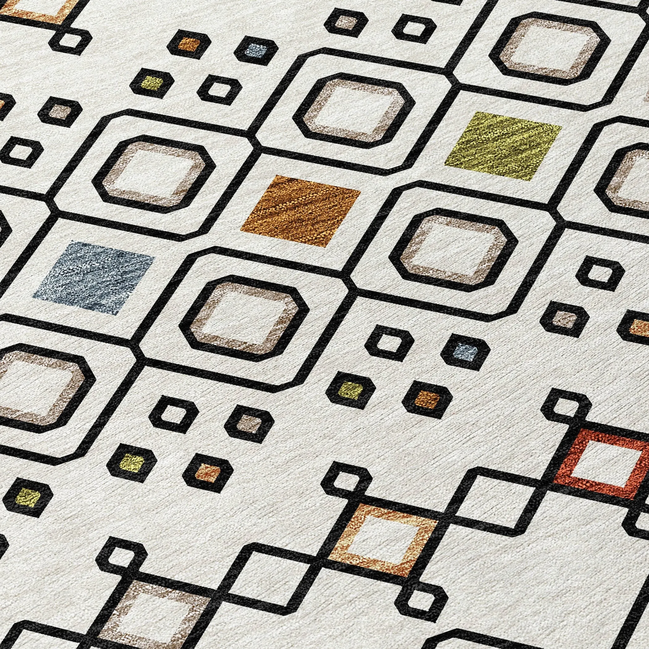 Machine Washable Indoor/ Outdoor Global Contempory Chantille Rug