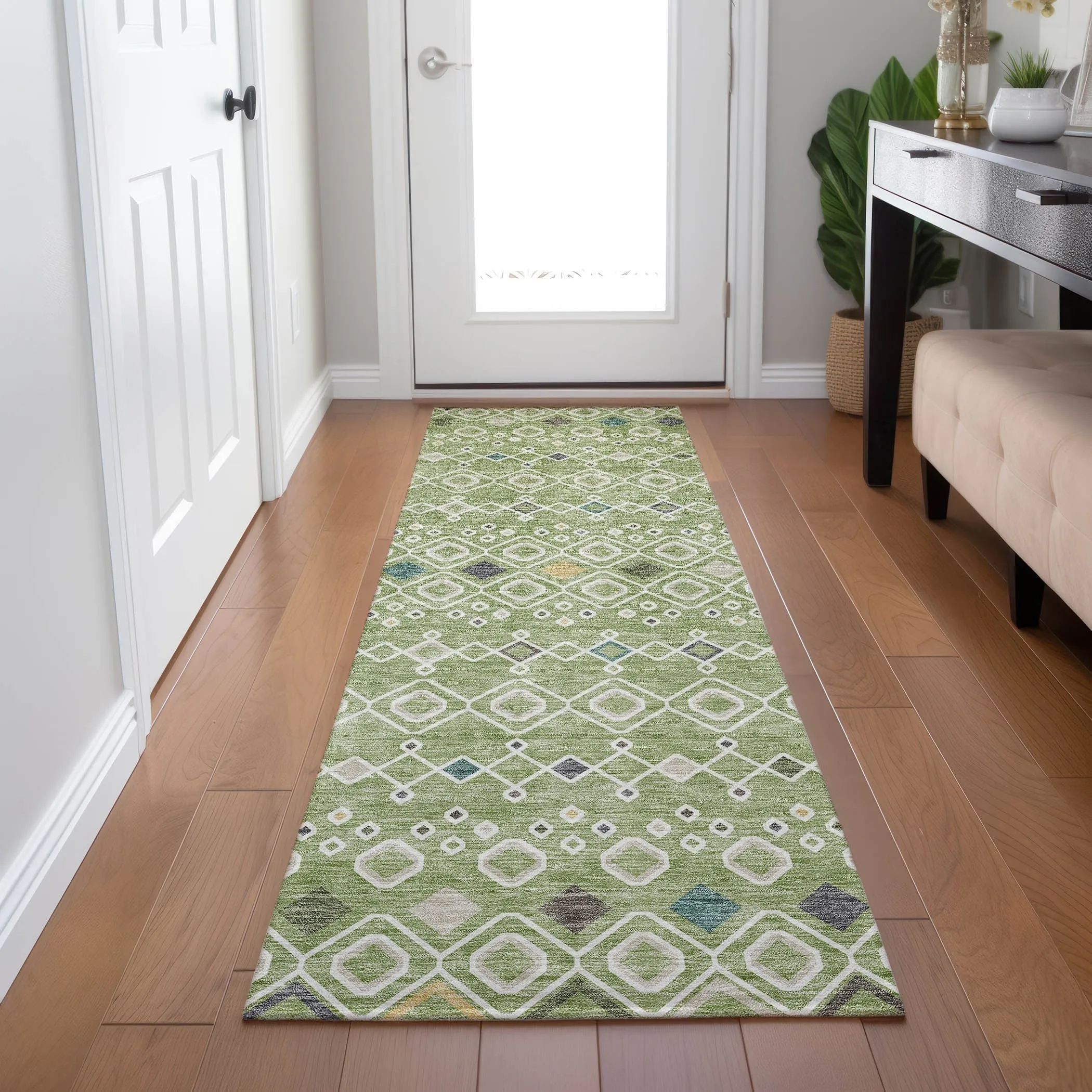 Machine Washable Indoor/ Outdoor Global Contempory Chantille Rug