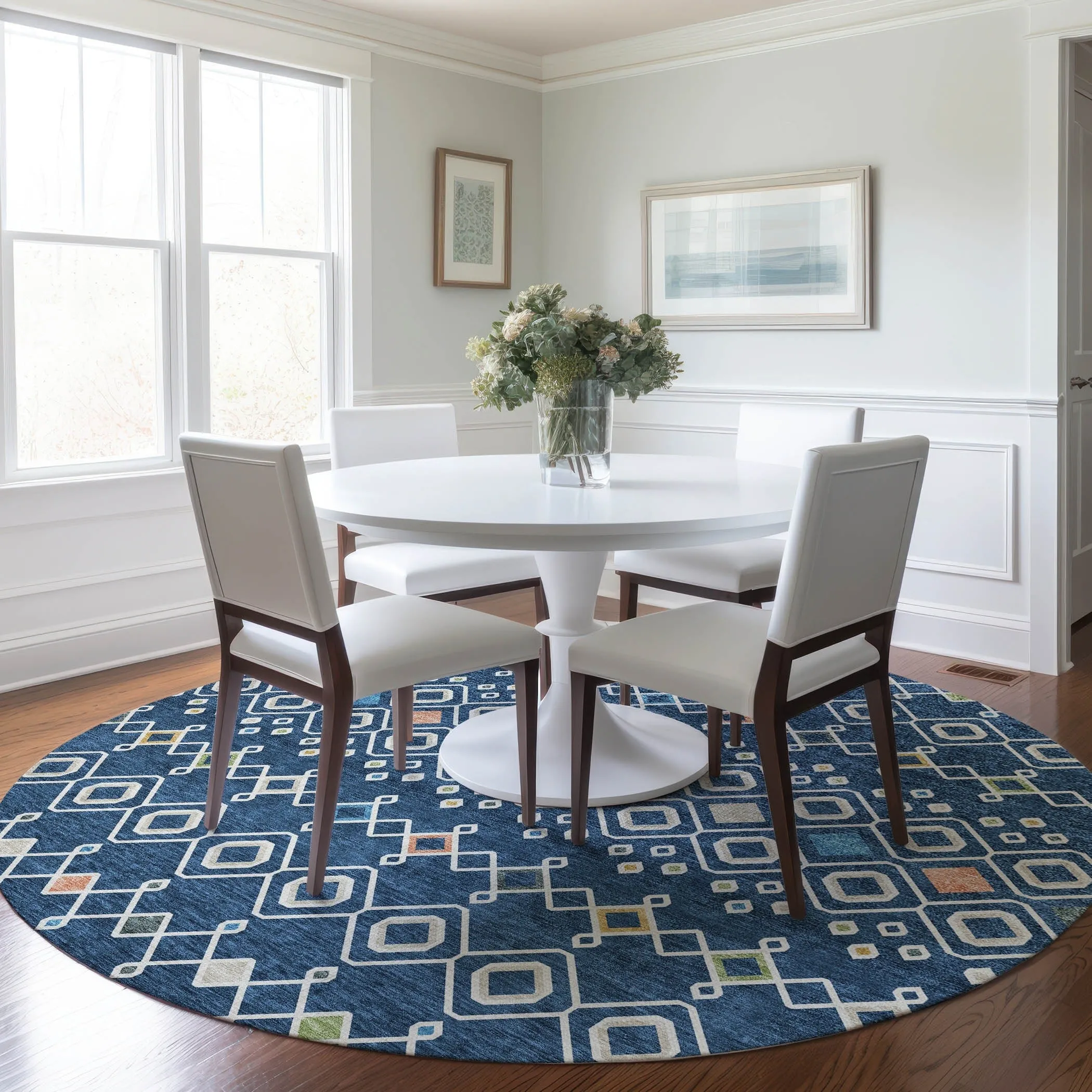 Machine Washable Indoor/ Outdoor Global Contempory Chantille Rug