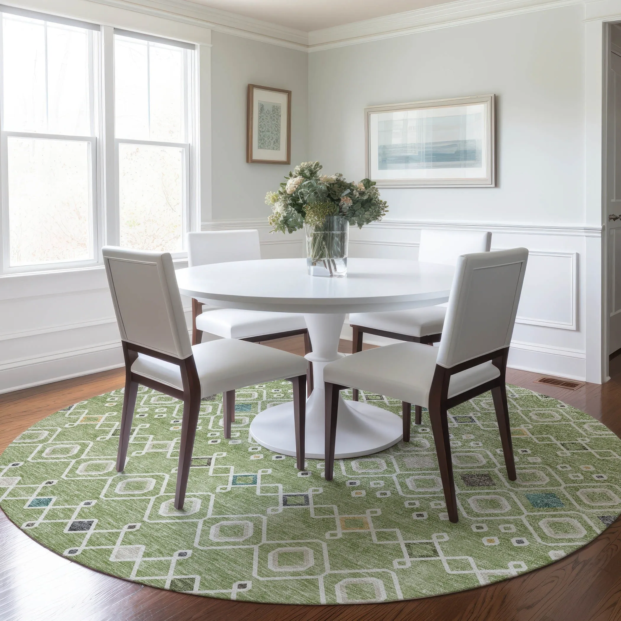 Machine Washable Indoor/ Outdoor Global Contempory Chantille Rug