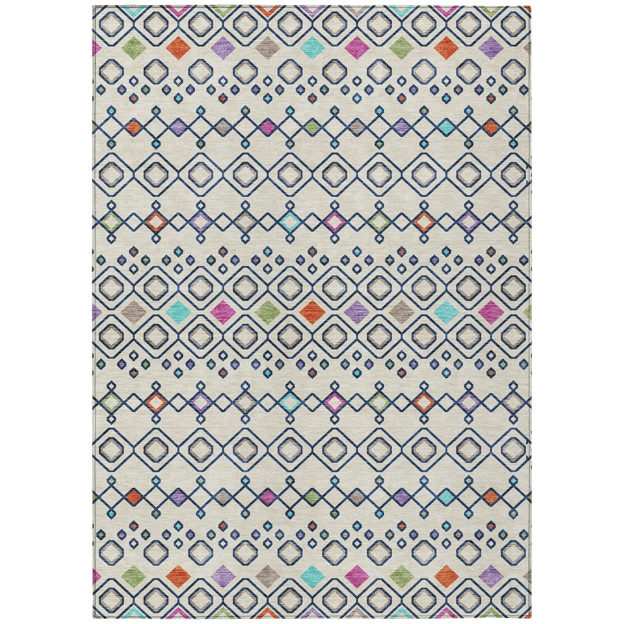 Machine Washable Indoor/ Outdoor Global Contempory Chantille Rug