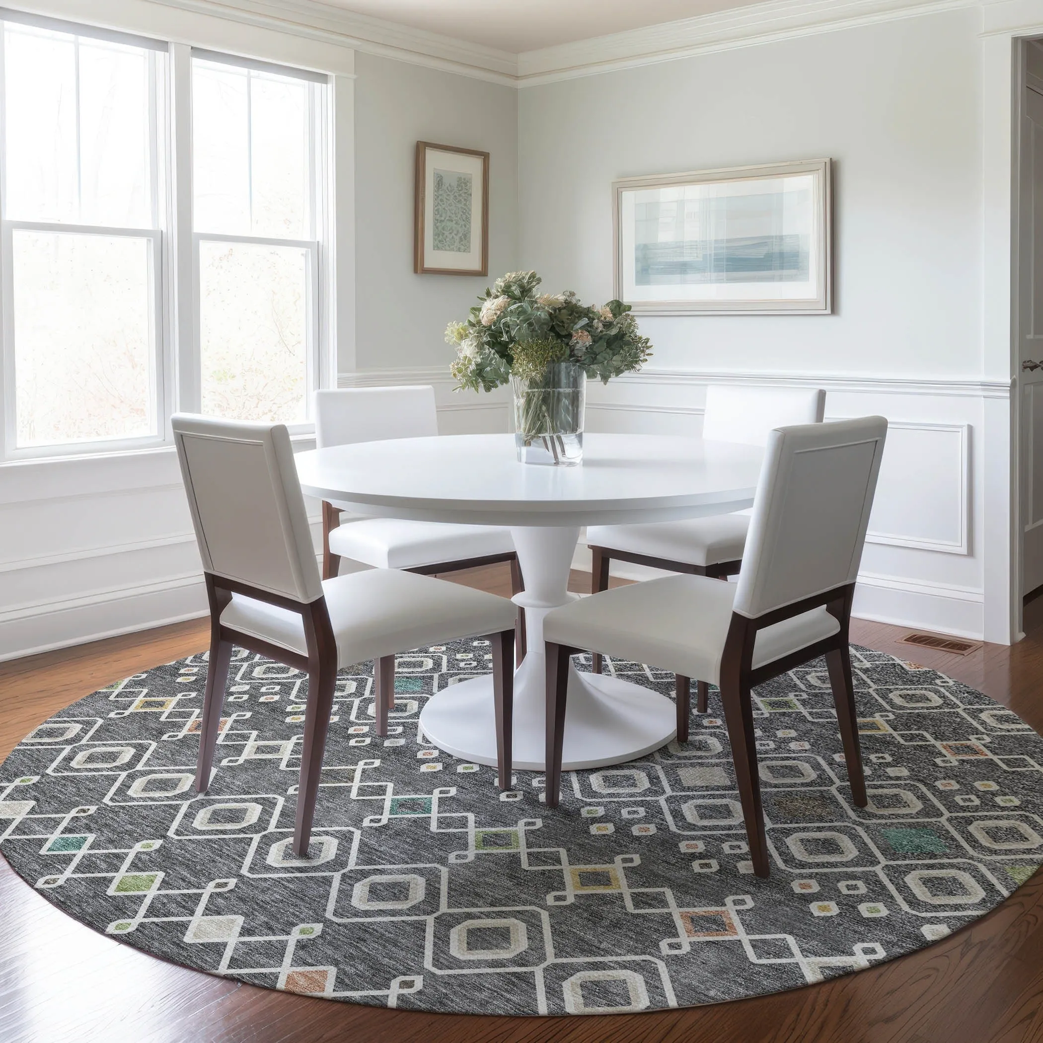 Machine Washable Indoor/ Outdoor Global Contempory Chantille Rug