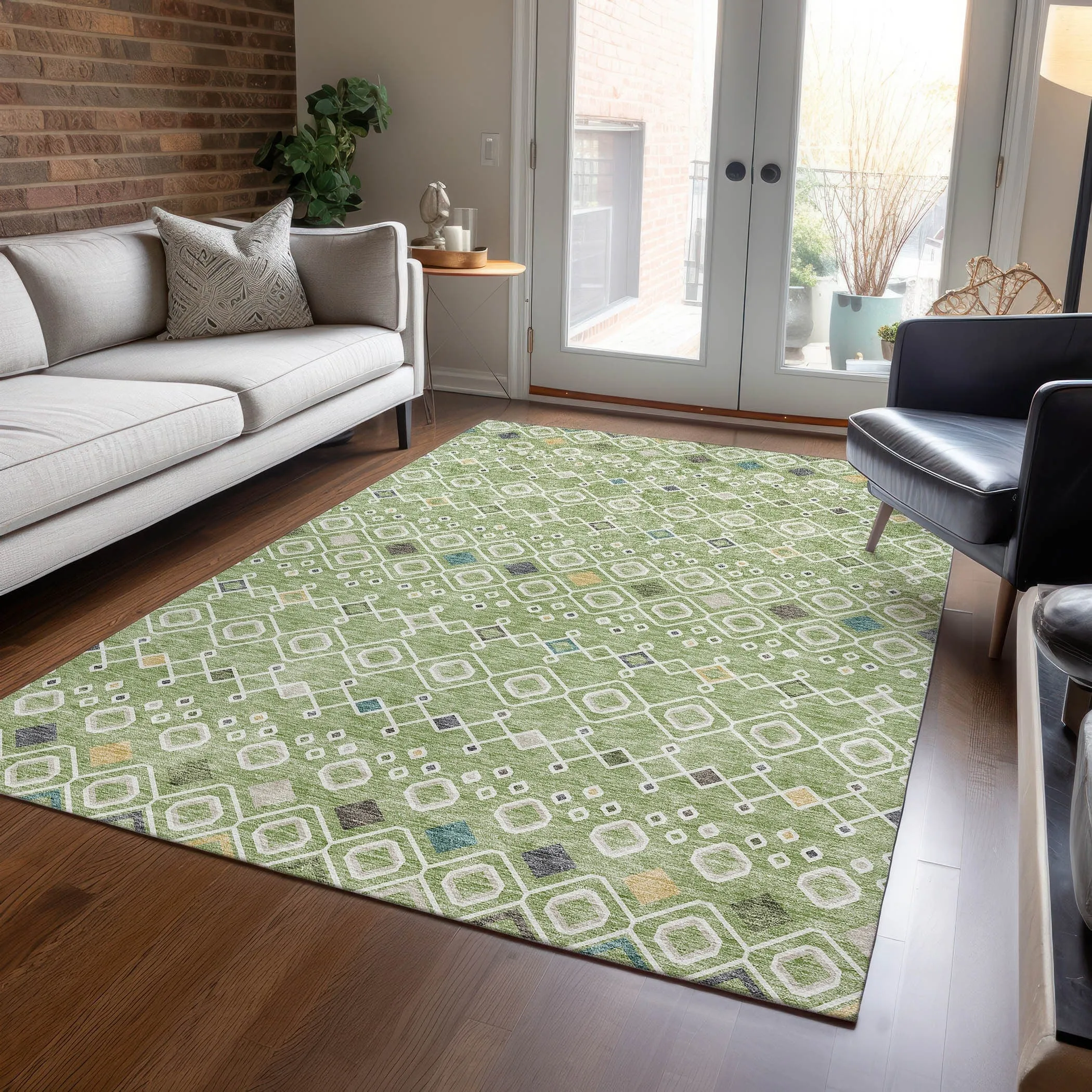 Machine Washable Indoor/ Outdoor Global Contempory Chantille Rug