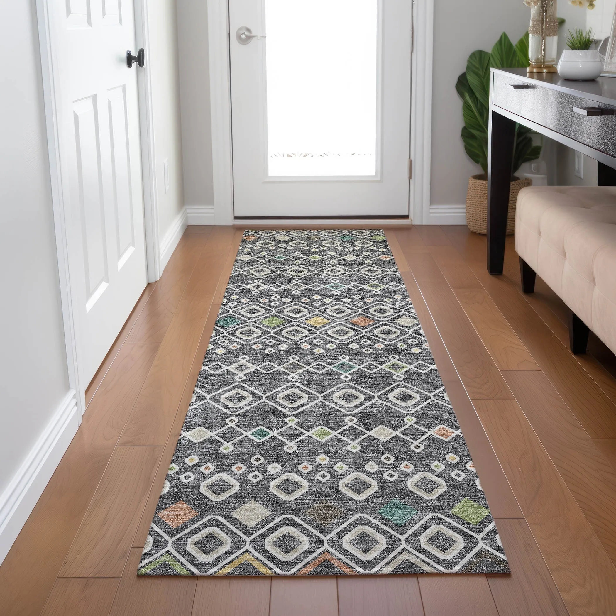 Machine Washable Indoor/ Outdoor Global Contempory Chantille Rug