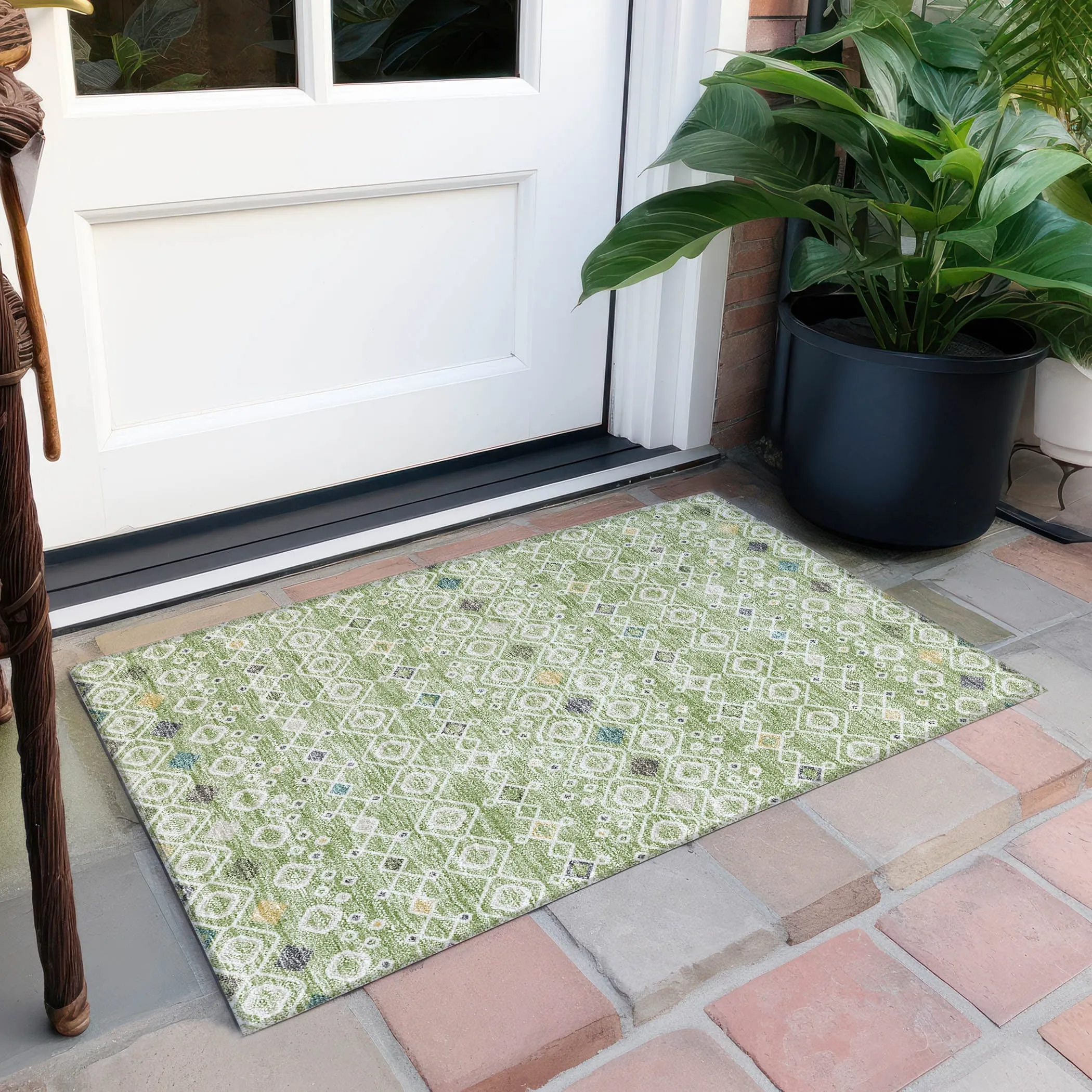 Machine Washable Indoor/ Outdoor Global Contempory Chantille Rug