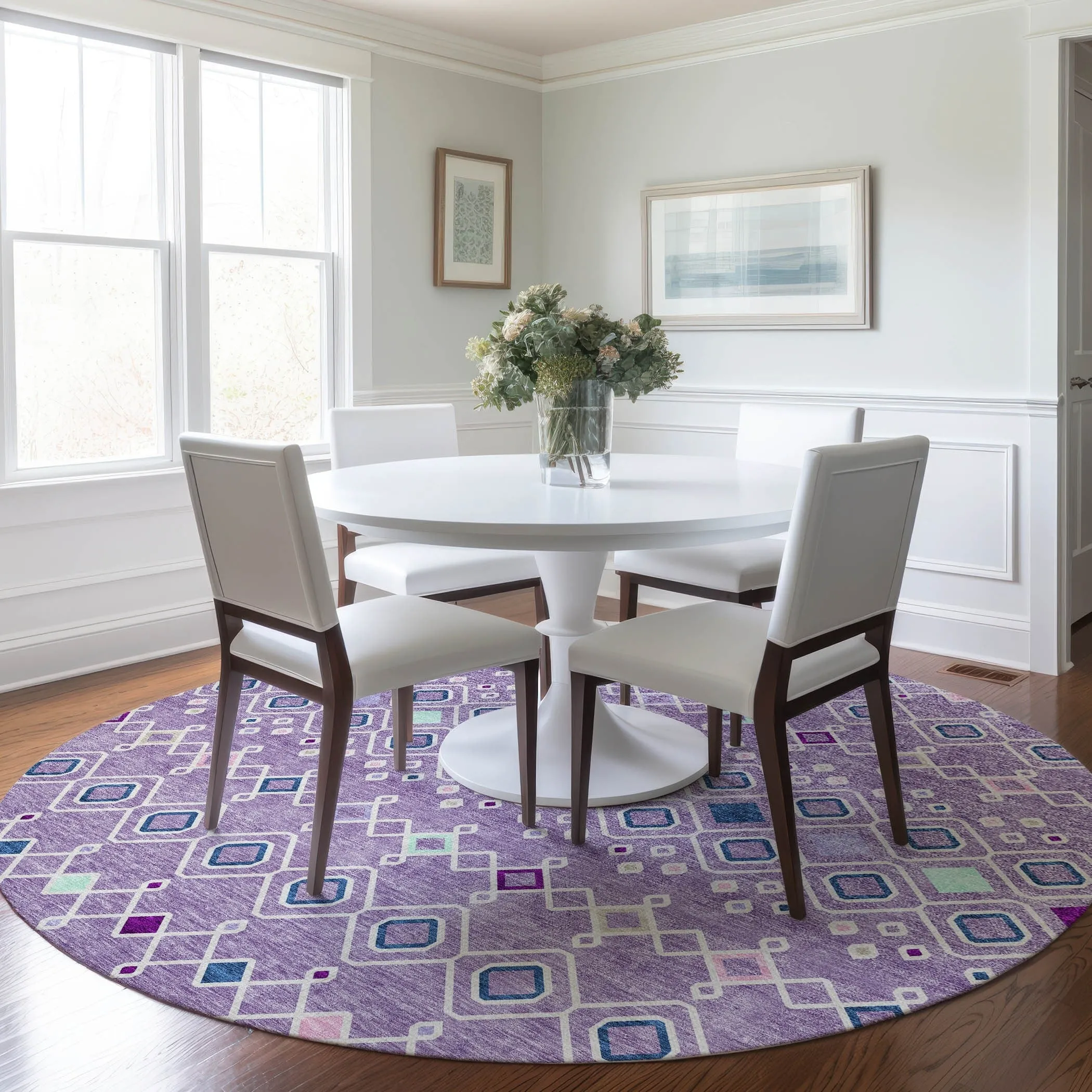 Machine Washable Indoor/ Outdoor Global Contempory Chantille Rug